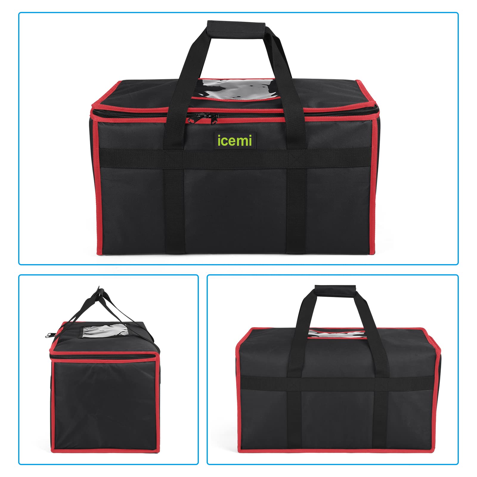 Pizza Bags for Delivery 20" X 20" X 6" - Moisture-Free, Professional Thermal Pizza Warmer, Heavy-Duty Pizza Delivery Bag, Suitable for Restaurants,Picnic Uber Eats & Door Dash（Silver）