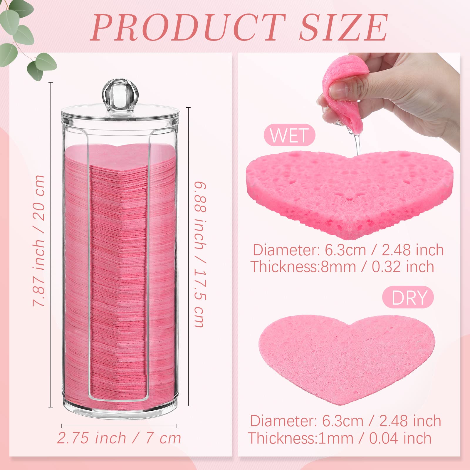 Sieral 120 Pcs Compressed Facial Sponges for Women with Container Disposable Face Sponge Pads for Mask Washing Face Cleansing Exfoliating Pore Esthetician Makeup Removal(Heart,Multicolor)