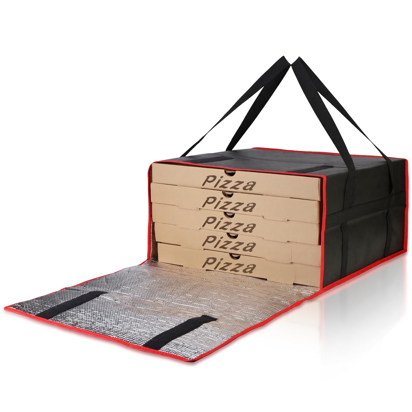 Bodaon Insulated Pizza Delivery Bag, 20" x 20" x 6" Pizza Warmer Bags for Carry Hot, Food Warmers for Parties, Pizza Thermal Insulation, Pizza Carrier for Catering, Red, 1-Pack