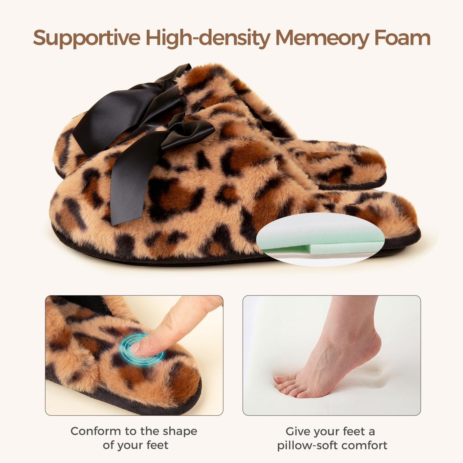 Snug Leaves Women's Fuzzy Scuff Slippers Soft Comfy Memory Foam Non-slip Indoor House Shoes