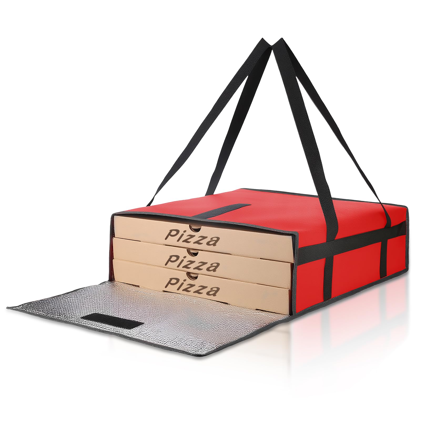 Bodaon Insulated Pizza Delivery Bag, 20" x 20" x 6" Pizza Warmer Bags for Carry Hot, Food Warmers for Parties, Pizza Thermal Insulation, Pizza Carrier for Catering, Red, 1-Pack