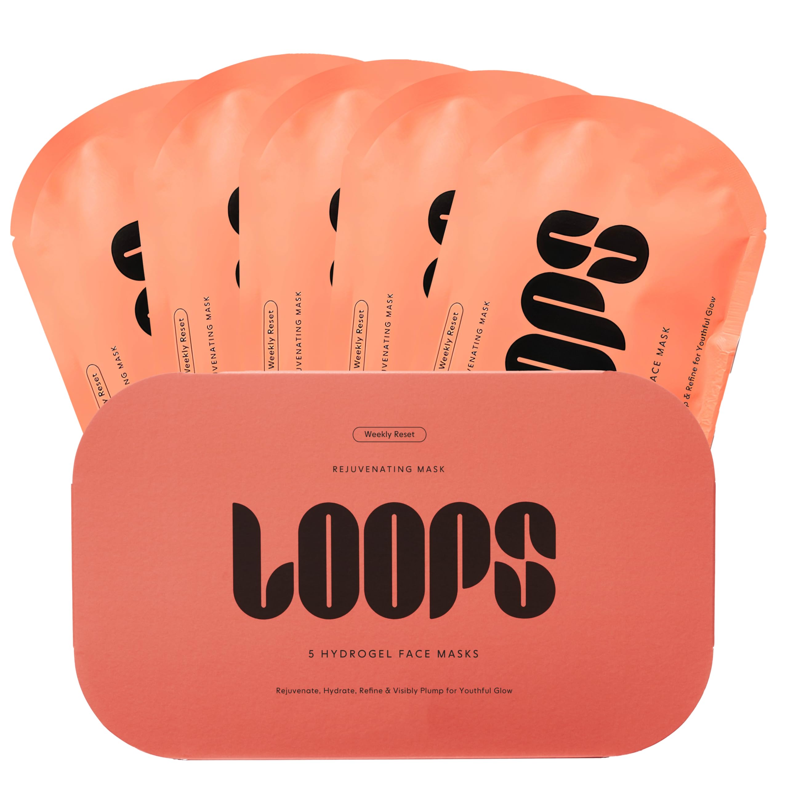 LOOPS VARIETY LOOP KIT - The Best Hydrogel Korean Face Masks for Every Skin Moment - Loops Face Mask - 5 Masks for Hydrating, Detoxifying, Repairing, Soothing, and Rejuvenating - All Skin Types 5pc
