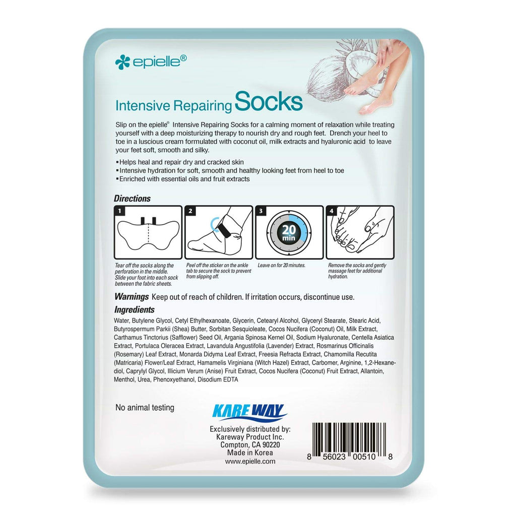 Epielle Intensive Repairing Hand & Foot Masks, Restore and Moisturize Dry, Cracked Skin, Self Care Gifts for Women, Spa Kit, 6 Moisturizing Gloves & 6 Moisturizing Socks
