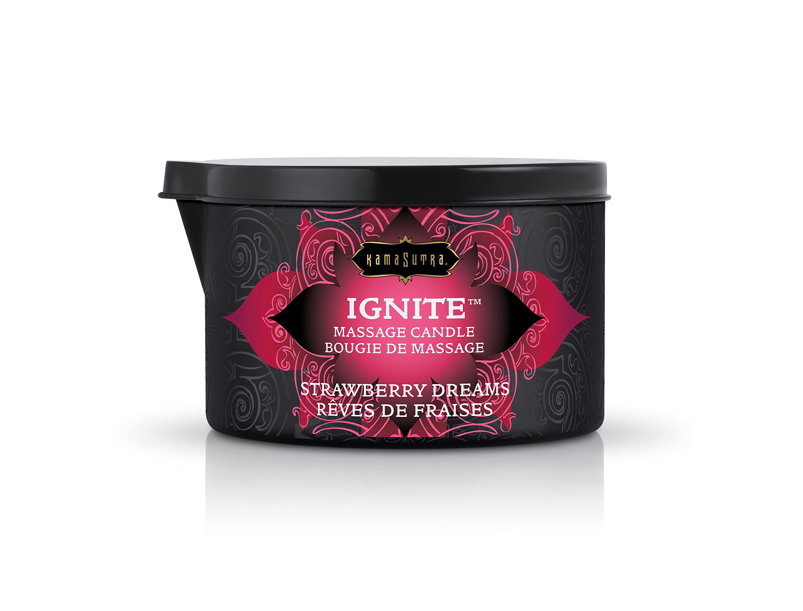 KAMA SUTRA Ignite Massage Candle - Coconut Oil and Soy Based - Island Passion Berry, 6 oz Candle Melts into a Warm Massage Oil, Couples Massage, Pour Spout Massage Candle