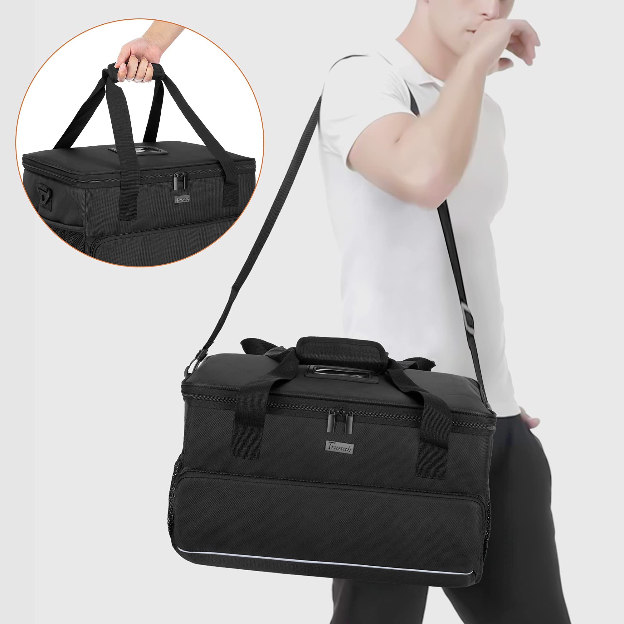 Trunab Reusable 6 Cups Drink Carrier for Delivery Insulated Drink Caddy with Handle and Shoulder Strap, Adjustable Dividers, Beverages Carrier Tote Bag, for Daily Life Takeout, Outdoors, Travel