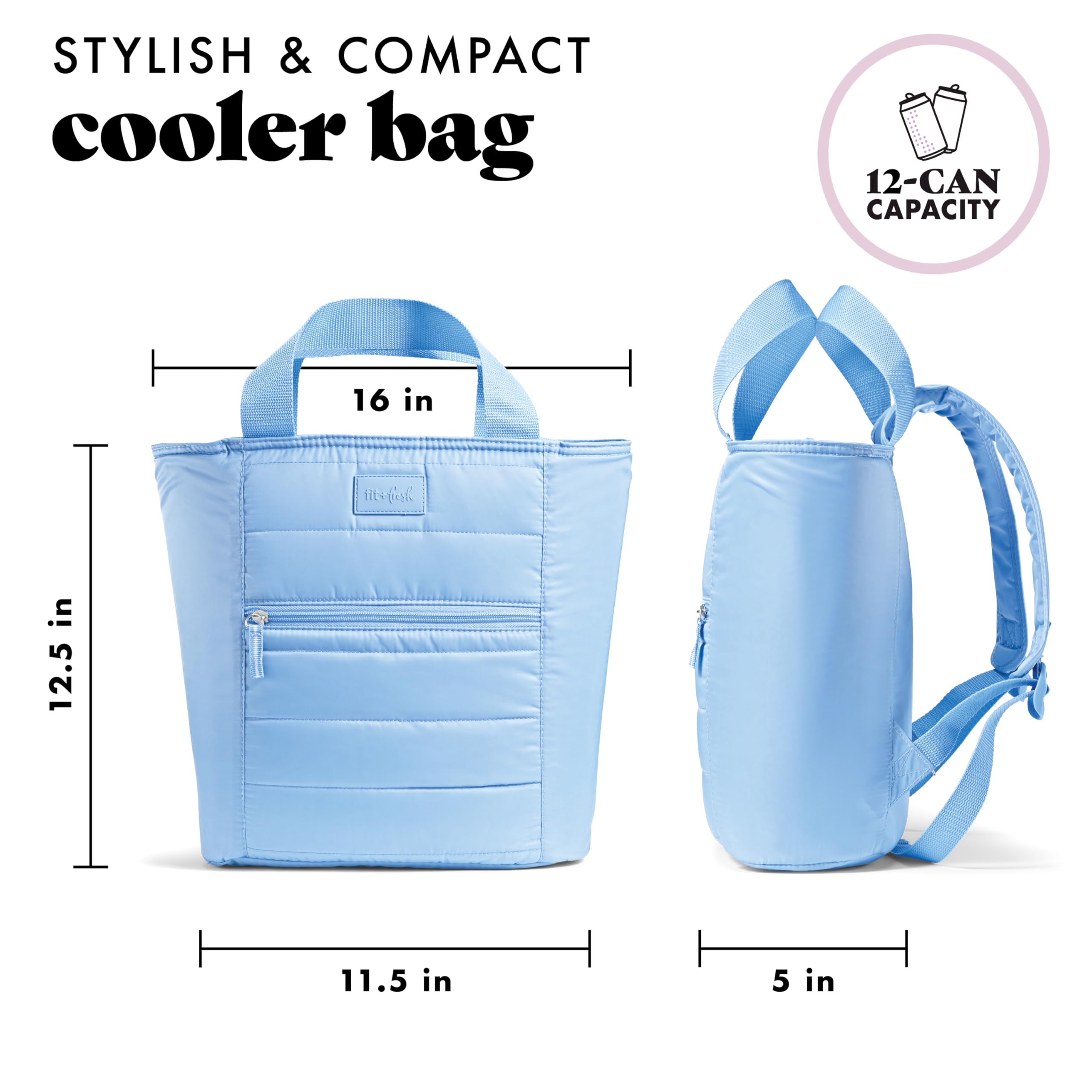 Fit & Fresh Mari Cooler Backpack for Women, Insulated Leakproof Soft Cooler Bag (12 Can), Lunch Tote, Beach Cooler, Lightweight Travel Picnic Tote, Hot Pink
