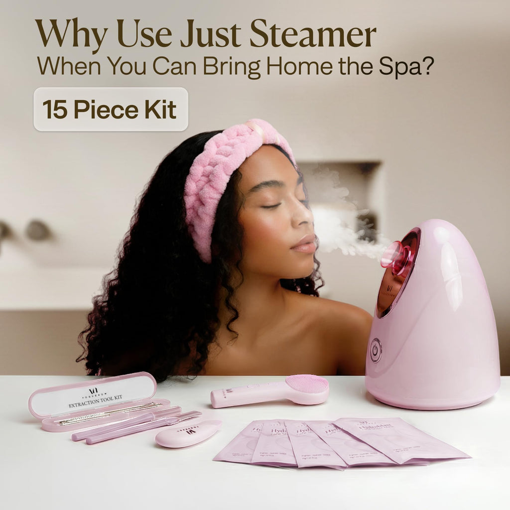 Facial Steamer Spa Kit with Complimentary 17 Skin Care Tools | Face Steamer for Facial Deep Cleaning with Towel Warmer & Humidifier Mode| Self Care Gifts for Women, Spa Gifts, Birthday Gifts for Women