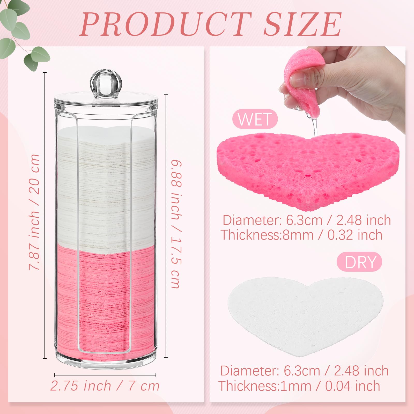 Sieral 120 Pcs Compressed Facial Sponges for Women with Container Disposable Face Sponge Pads for Mask Washing Face Cleansing Exfoliating Pore Esthetician Makeup Removal(Heart,Multicolor)