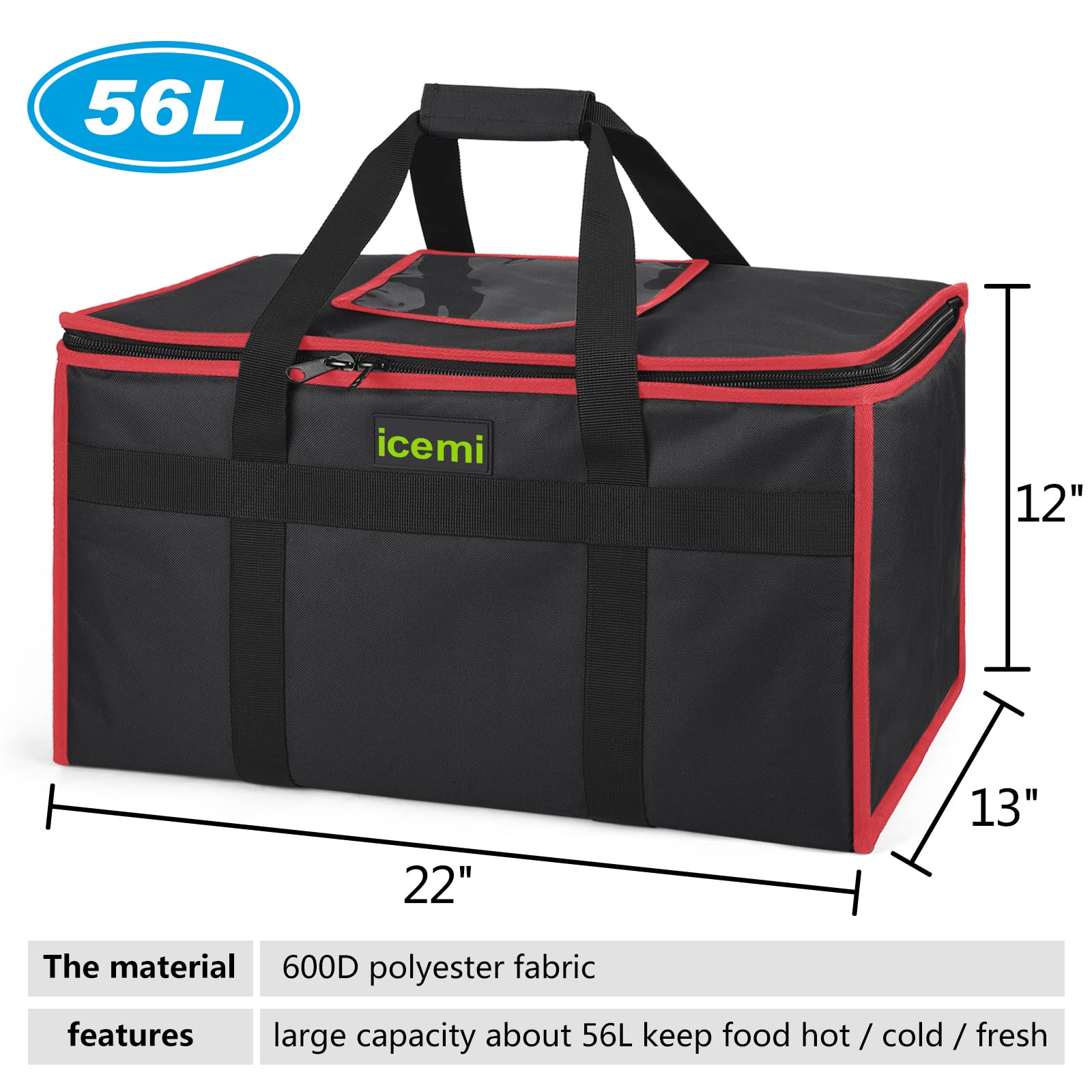 Pizza Bags for Delivery 20" X 20" X 6" - Moisture-Free, Professional Thermal Pizza Warmer, Heavy-Duty Pizza Delivery Bag, Suitable for Restaurants,Picnic Uber Eats & Door Dash（Silver）