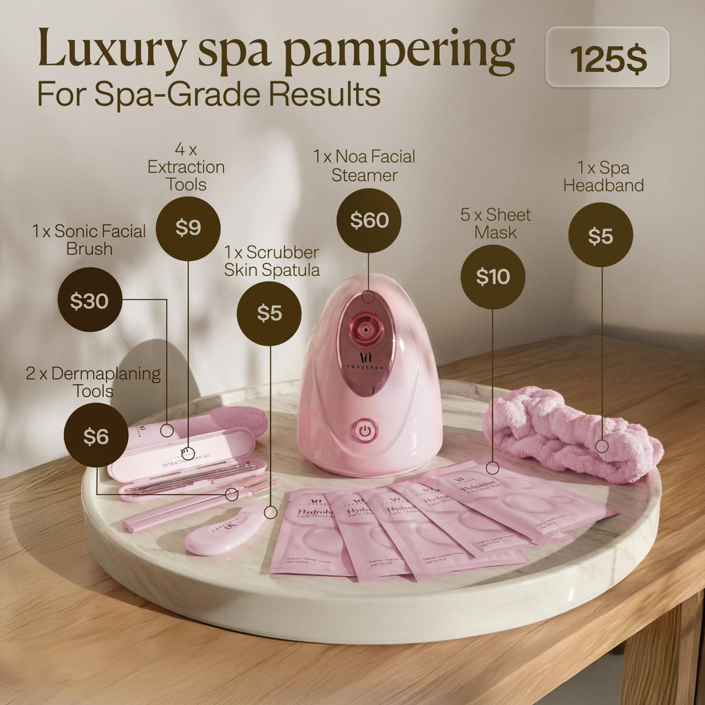 Facial Steamer Spa Kit with Complimentary 17 Skin Care Tools | Face Steamer for Facial Deep Cleaning with Towel Warmer & Humidifier Mode| Self Care Gifts for Women, Spa Gifts, Birthday Gifts for Women