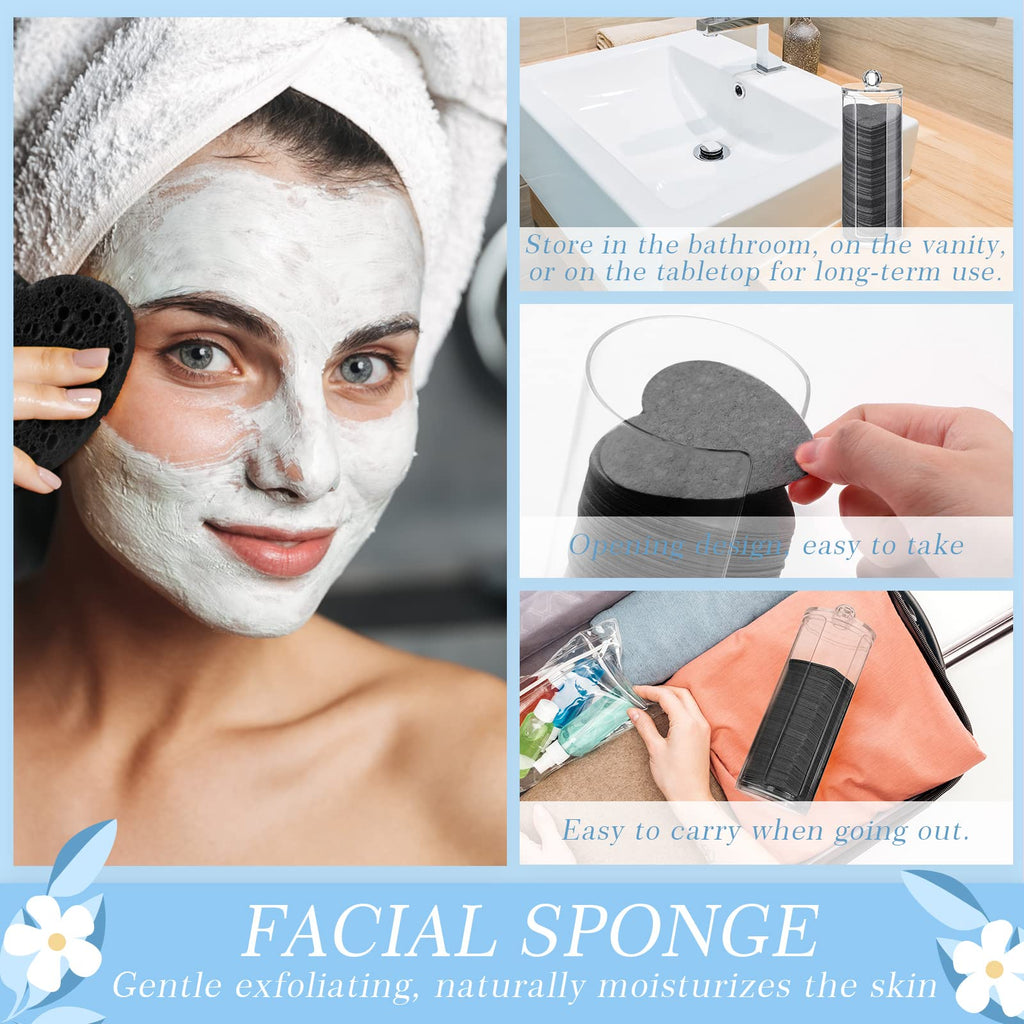 Sieral 120 Pcs Compressed Facial Sponges for Women with Container Disposable Face Sponge Pads for Mask Washing Face Cleansing Exfoliating Pore Esthetician Makeup Removal(Heart,Multicolor)