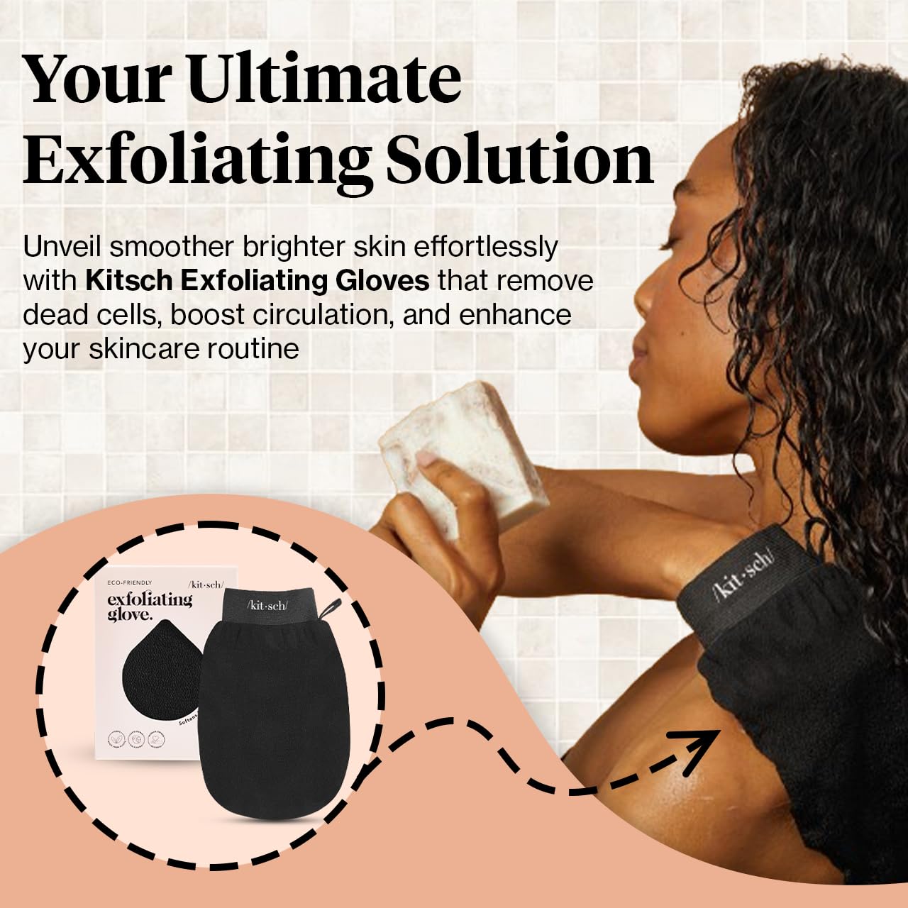 Kitsch Exfoliating Glove 1pc – Korean Exfoliating Mitt & Deep Exfoliating Body Scrubber for Shower, Bath | Body Exfoliator Glove, Dead Skin Remover | Skin Care for Smooth Skin - Leopard