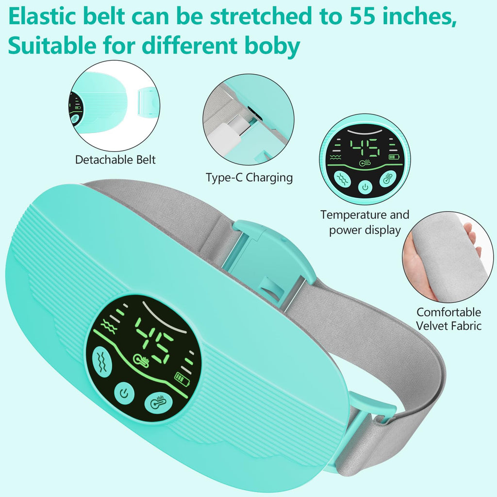 HOTBAG Heating Pad for Period Cramps, Portable Cordless 3S Fast Period Heating Pad Cramp Relief with 3 Heat Levels and 3 Massage Modes, Electric Heating Pad for Pain Relief Gifts for Women (Purple)