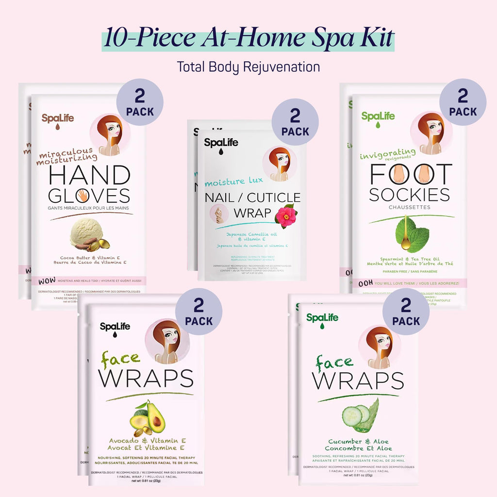 SpaLife Moisturizing Hand Gloves & Foot Mask Socks | Korean Skincare Set for Dry Cracked Hands & Dry Cracked Feet Callus Remover Alternative | Self Care Gifts for Women | 4 Hand, 4 Foot