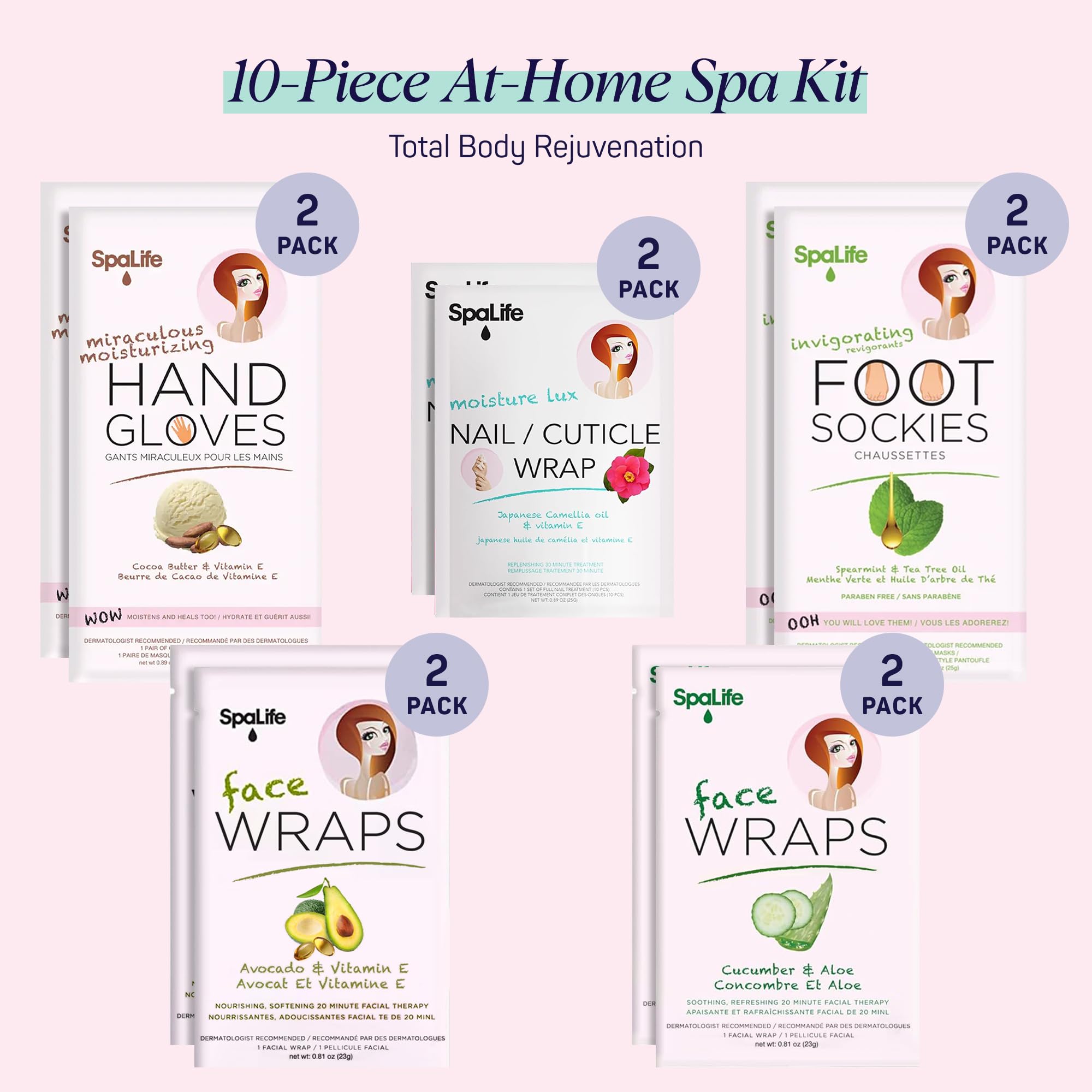SpaLife Moisturizing Hand Gloves & Foot Mask Socks | Korean Skincare Set for Dry Cracked Hands & Dry Cracked Feet Callus Remover Alternative | Self Care Gifts for Women | 4 Hand, 4 Foot
