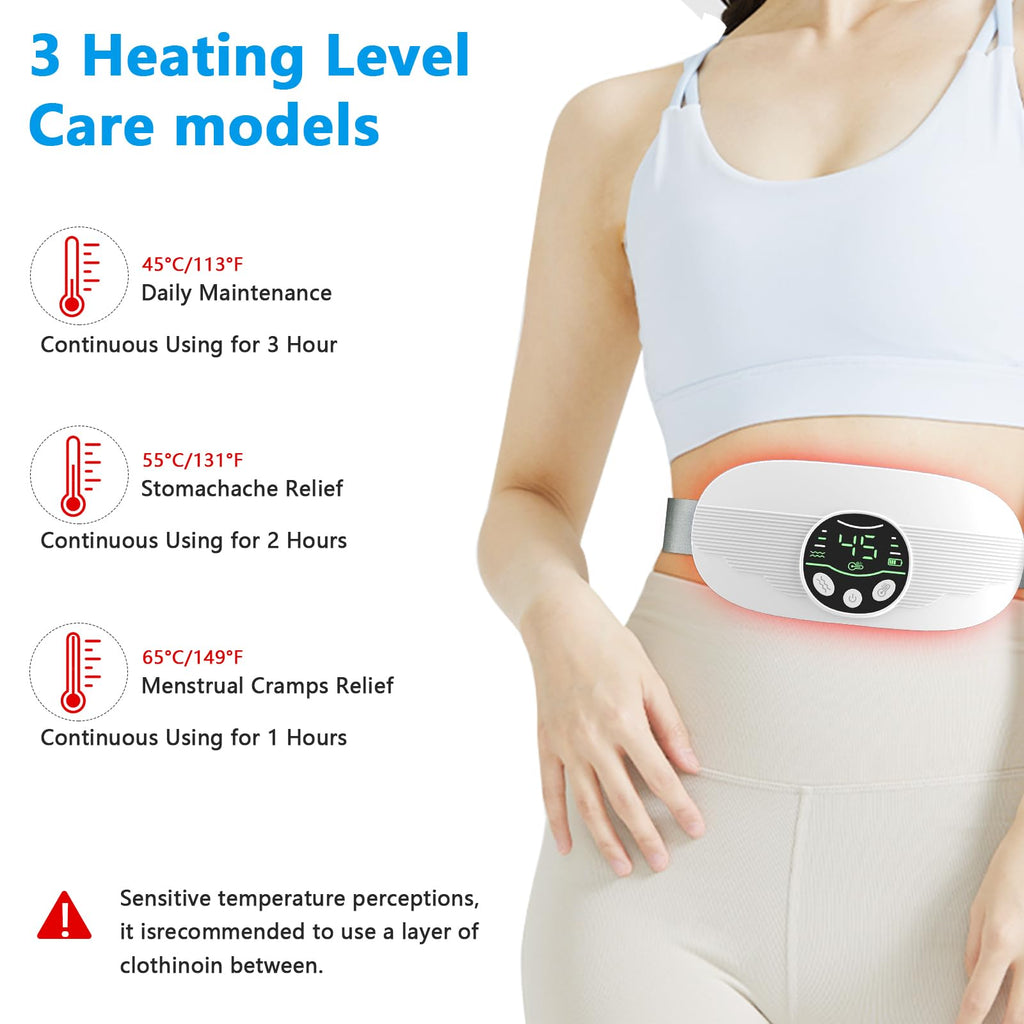 HOTBAG Heating Pad for Period Cramps, Portable Cordless 3S Fast Period Heating Pad Cramp Relief with 3 Heat Levels and 3 Massage Modes, Electric Heating Pad for Pain Relief Gifts for Women (Purple)