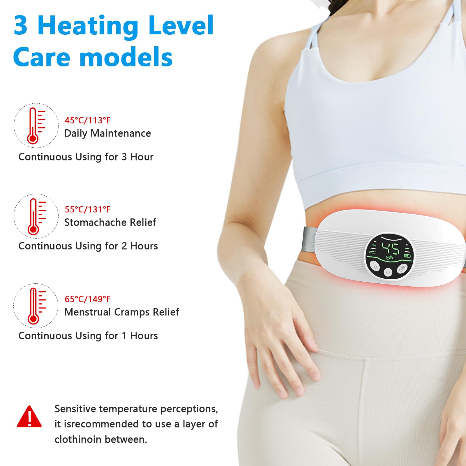 HOTBAG Heating Pad for Period Cramps, Portable Cordless 3S Fast Period Heating Pad Cramp Relief with 3 Heat Levels and 3 Massage Modes, Electric Heating Pad for Pain Relief Gifts for Women (Purple)