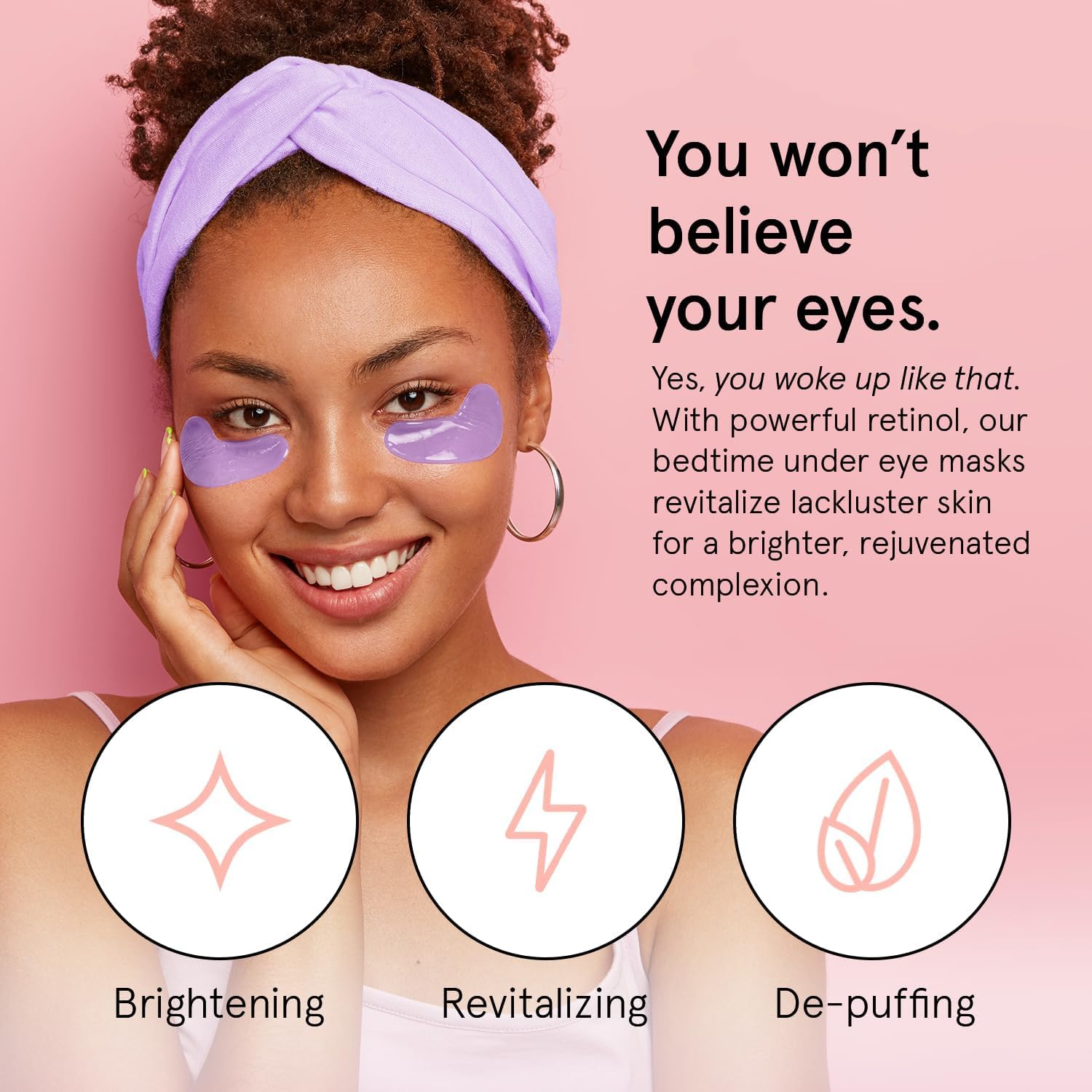 grace & stella Retinol Under Eye Patches for Puffy Eyes and Dark Circles, Restoring Gel Under Eye Masks with Hyaluronic Acid - Vegan Cruelty-Free Skincare - Gifts for Teen Girls (Purple, 6 Pairs)