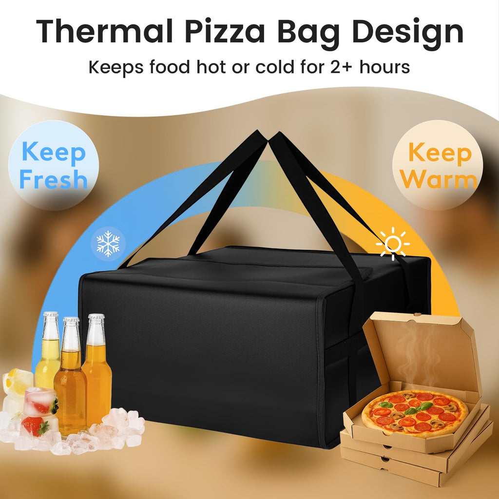 Bodaon Insulated Pizza Delivery Bag, 20" x 20" x 6" Pizza Warmer Bags for Carry Hot, Food Warmers for Parties, Pizza Thermal Insulation, Pizza Carrier for Catering, Red, 1-Pack