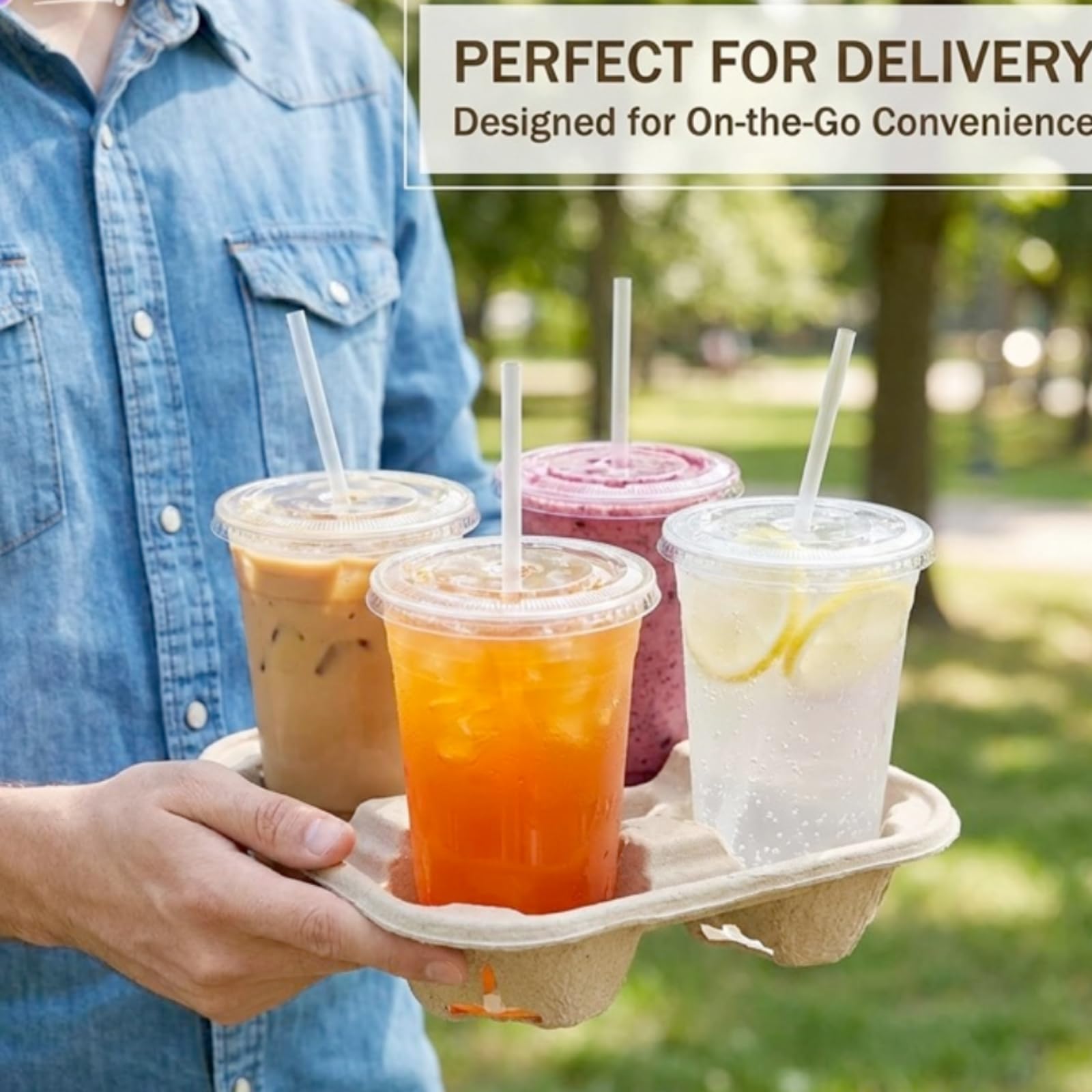2 Cup Disposable Coffee Trays,Pulp Fiber Cup Holder Commercial Compostable Beverage Carriers, Spill Drink Cup Holder for Hot and Cold Beverages，Restaurants and Take Away（40pice）
