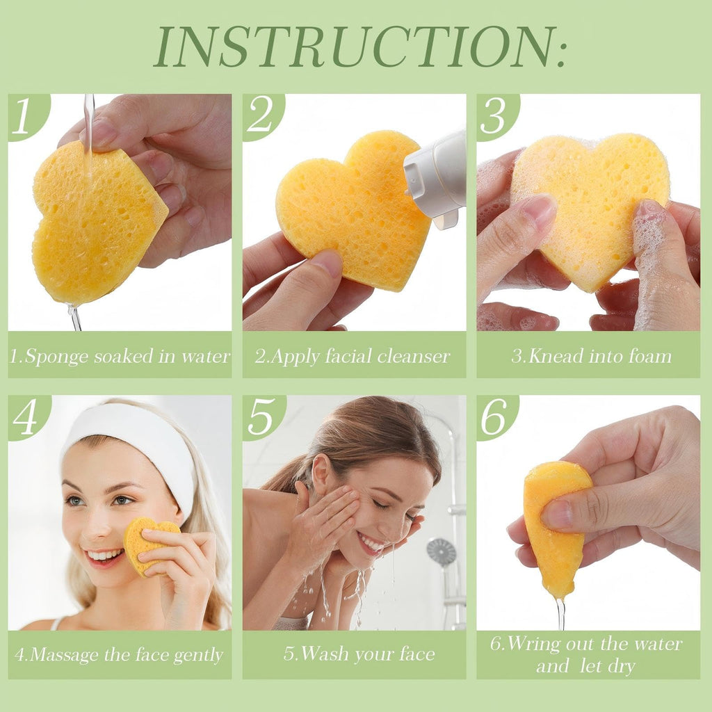 Sieral 120 Pcs Compressed Facial Sponges for Women with Container Disposable Face Sponge Pads for Mask Washing Face Cleansing Exfoliating Pore Esthetician Makeup Removal(Heart,Multicolor)