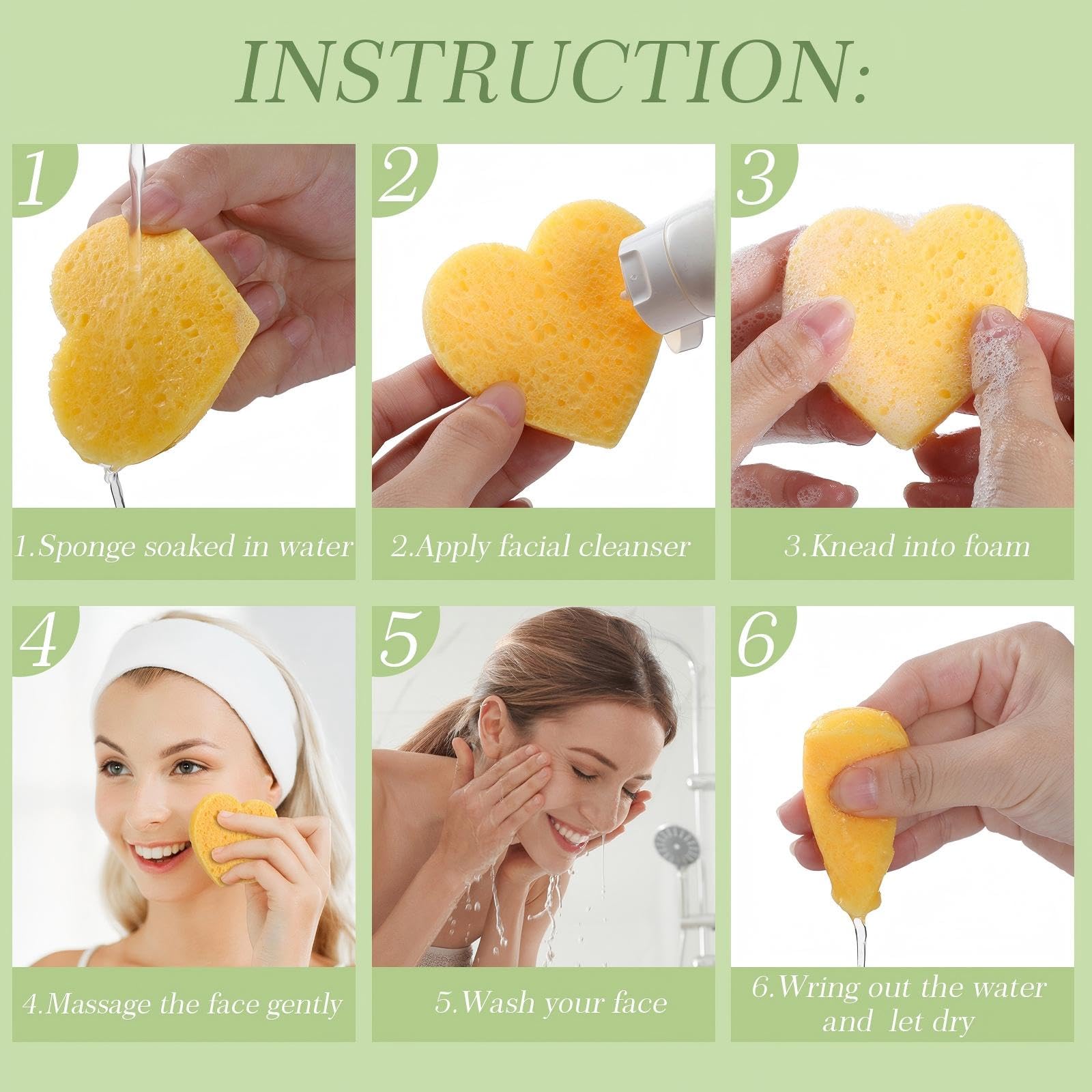 Sieral 120 Pcs Compressed Facial Sponges for Women with Container Disposable Face Sponge Pads for Mask Washing Face Cleansing Exfoliating Pore Esthetician Makeup Removal(Heart,Multicolor)