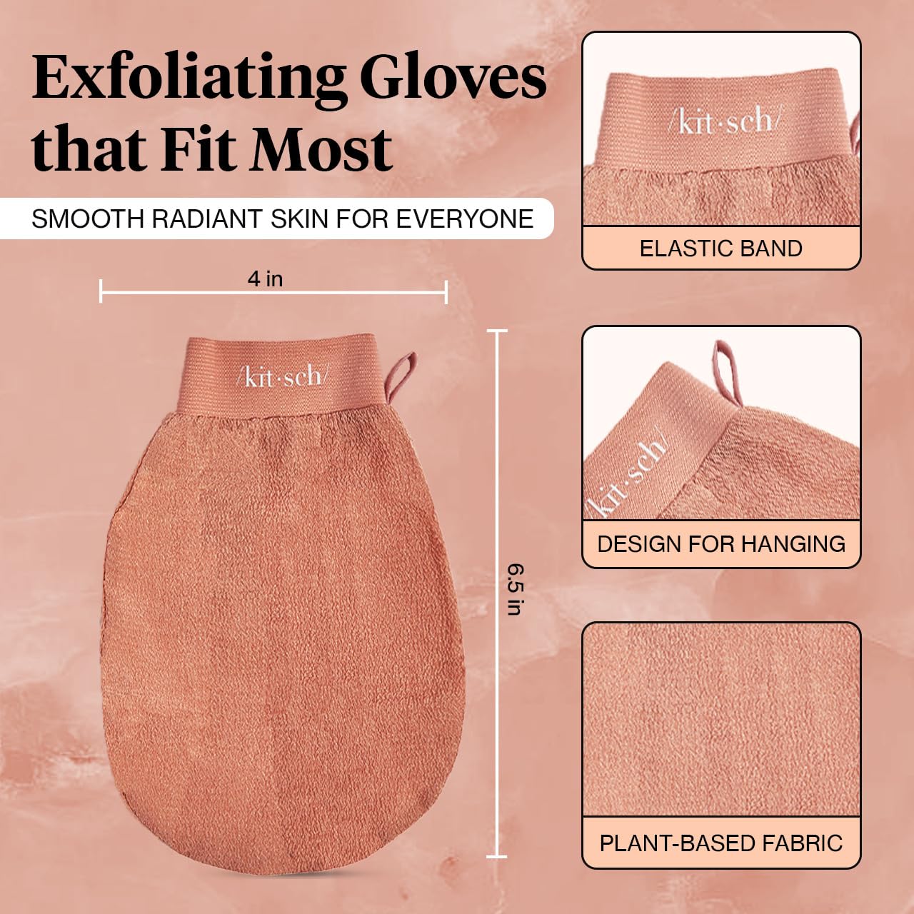 Kitsch Exfoliating Glove 1pc – Korean Exfoliating Mitt & Deep Exfoliating Body Scrubber for Shower, Bath | Body Exfoliator Glove, Dead Skin Remover | Skin Care for Smooth Skin - Leopard