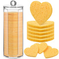 Sieral 120 Pcs Compressed Facial Sponges for Women with Container Disposable Face Sponge Pads for Mask Washing Face Cleansing Exfoliating Pore Esthetician Makeup Removal(Heart,Multicolor)