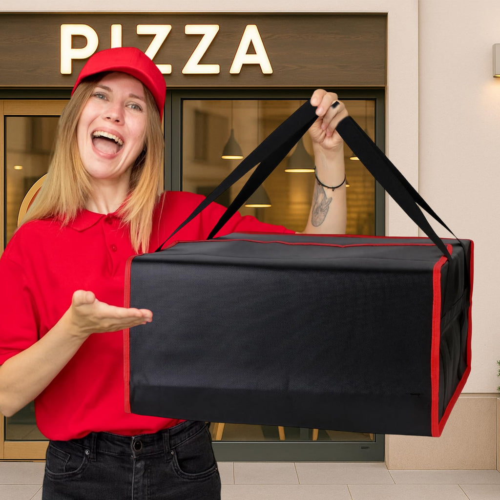 Bodaon Insulated Pizza Delivery Bag, 20" x 20" x 6" Pizza Warmer Bags for Carry Hot, Food Warmers for Parties, Pizza Thermal Insulation, Pizza Carrier for Catering, Red, 1-Pack