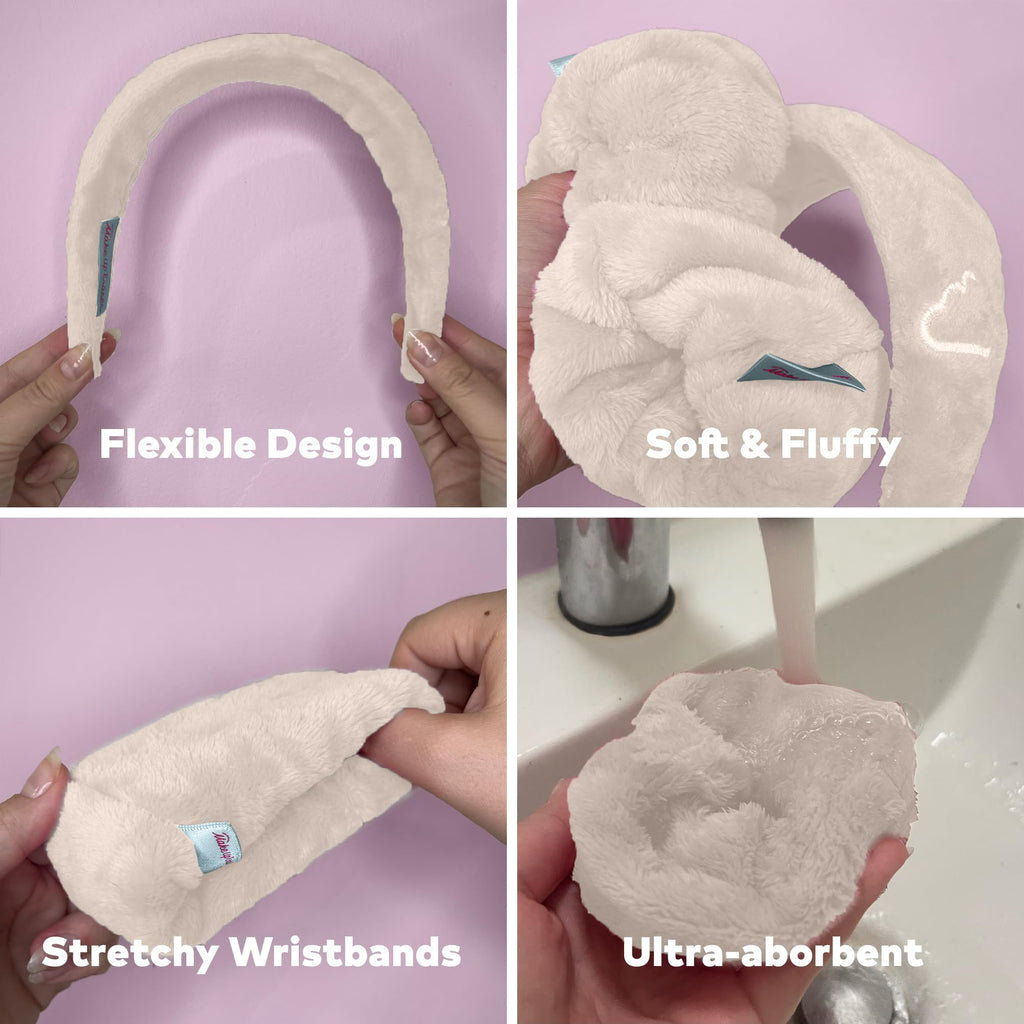 Drip Eraser by The Original Makeup Eraser, Absorbent Headband and Wristbands Collect Water During Face Washing, 3 Piece Spa Set, One Size Fits Most, Original Pink