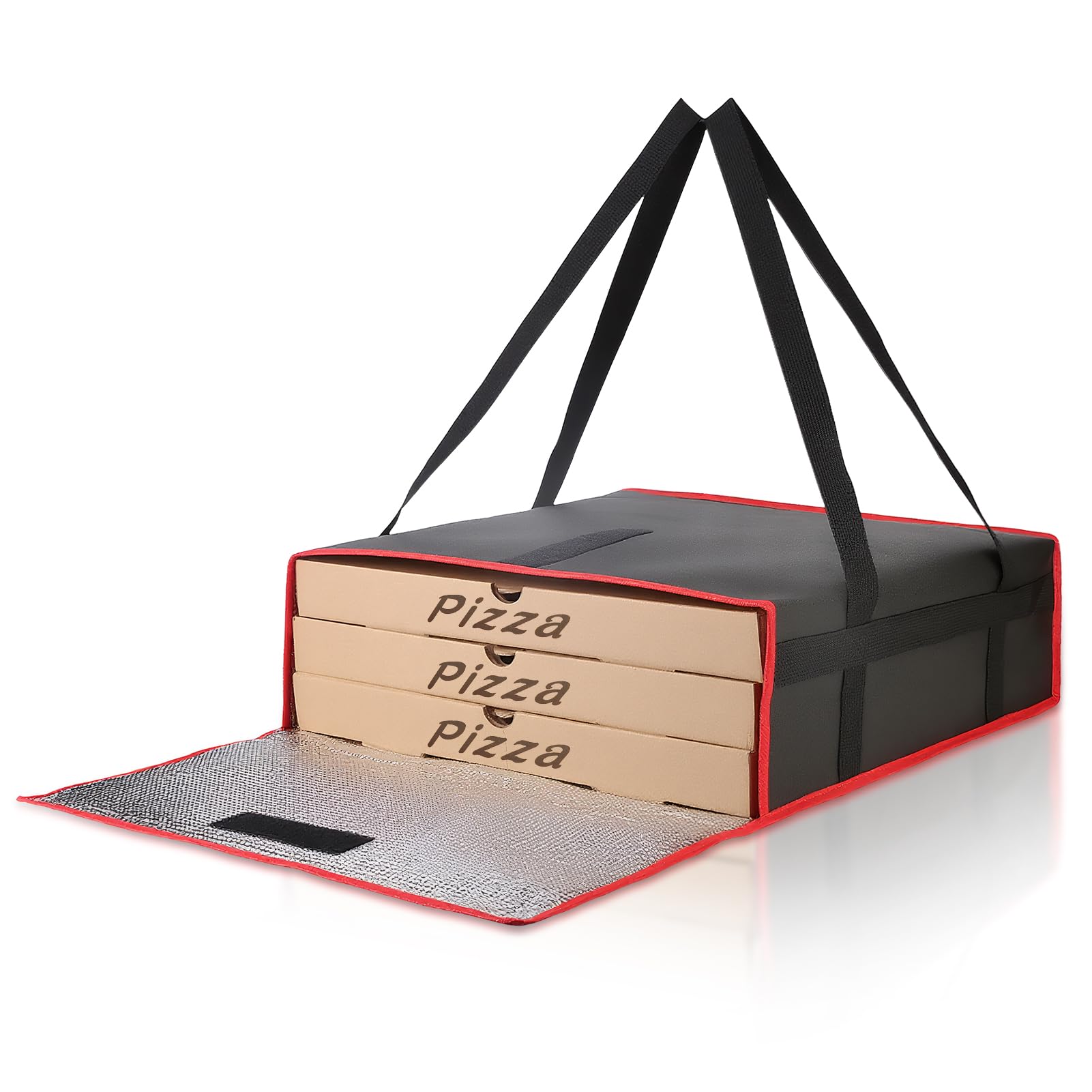 Bodaon Insulated Pizza Delivery Bag, 20" x 20" x 6" Pizza Warmer Bags for Carry Hot, Food Warmers for Parties, Pizza Thermal Insulation, Pizza Carrier for Catering, Red, 1-Pack