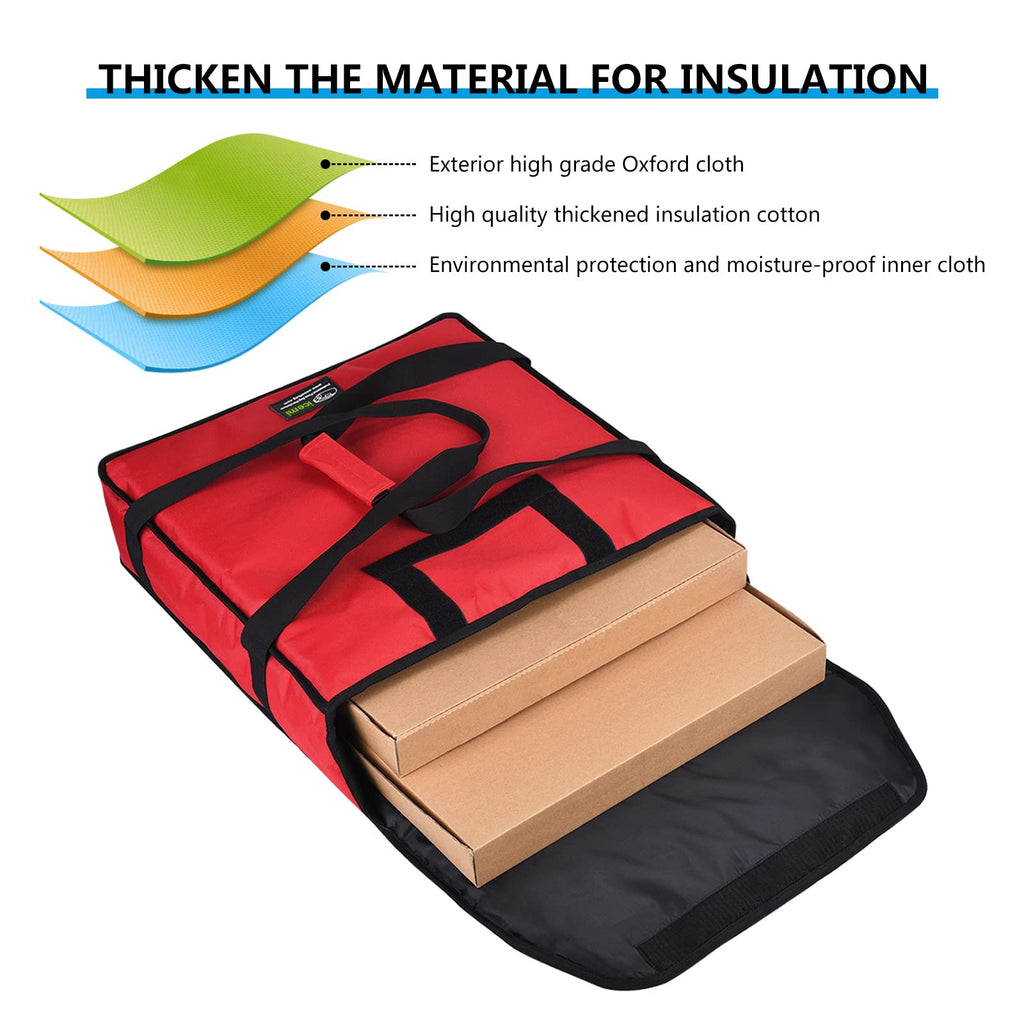 Pizza Bags for Delivery 20" X 20" X 6" - Moisture-Free, Professional Thermal Pizza Warmer, Heavy-Duty Pizza Delivery Bag, Suitable for Restaurants,Picnic Uber Eats & Door Dash（Silver）