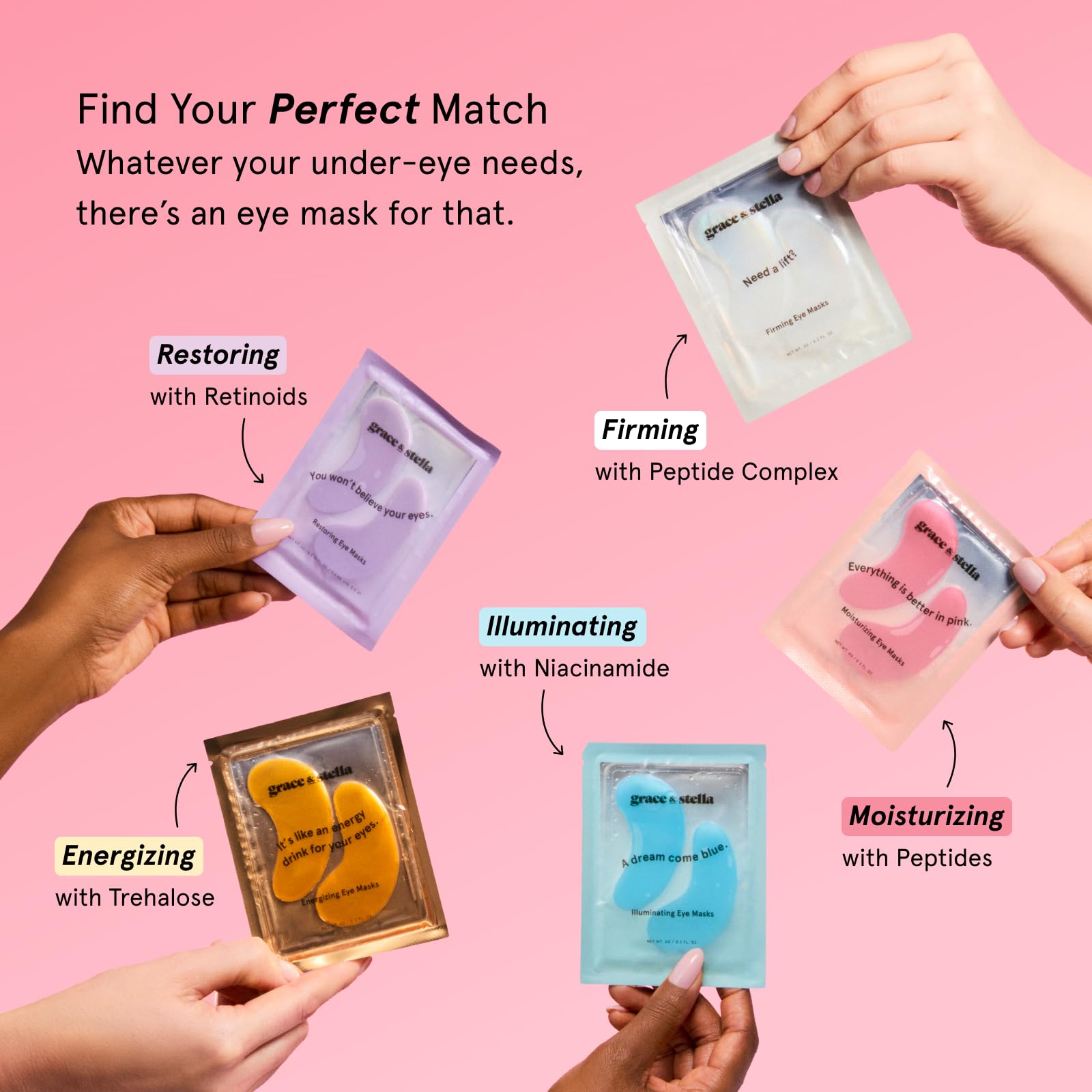 grace & stella Retinol Under Eye Patches for Puffy Eyes and Dark Circles, Restoring Gel Under Eye Masks with Hyaluronic Acid - Vegan Cruelty-Free Skincare - Gifts for Teen Girls (Purple, 6 Pairs)