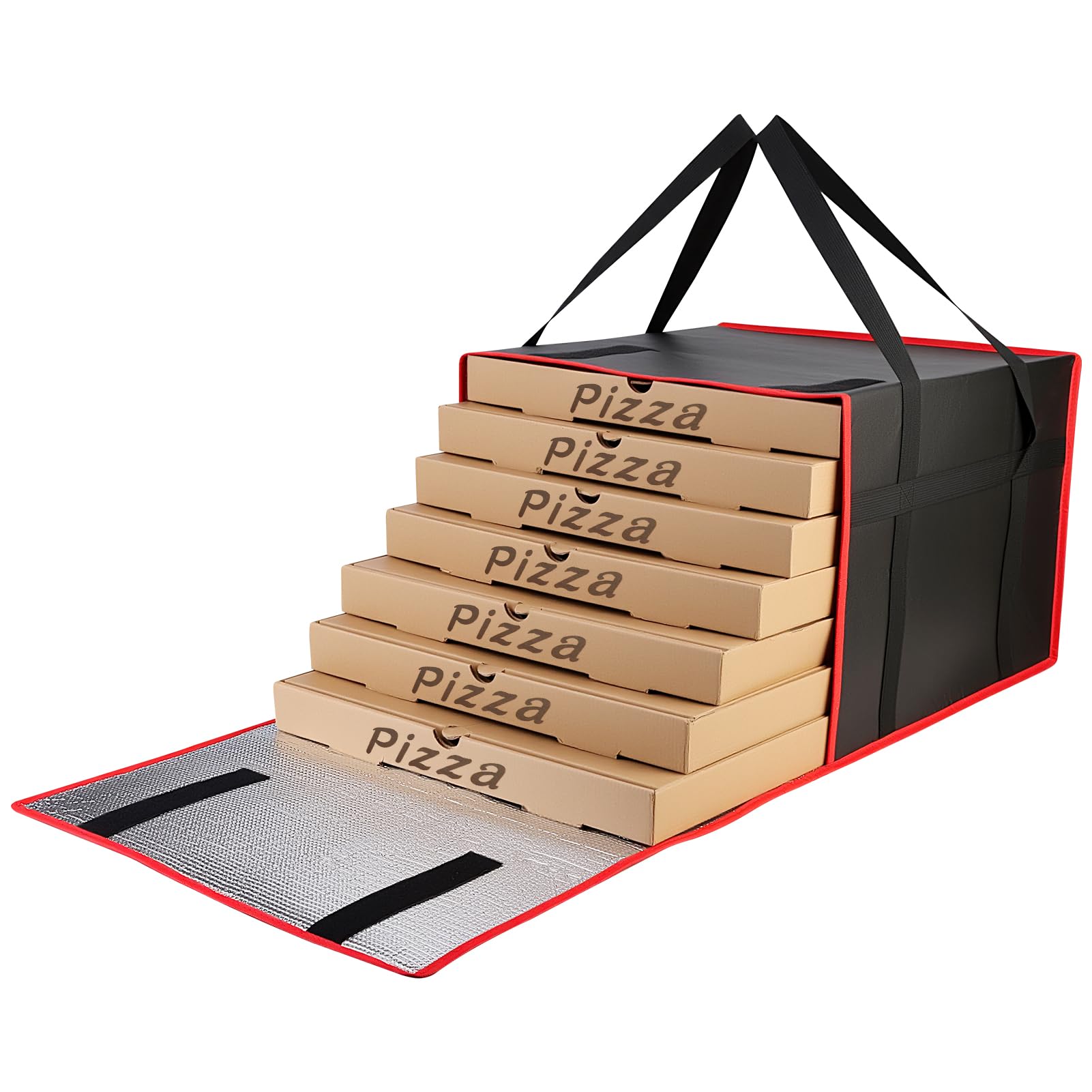 Bodaon Insulated Pizza Delivery Bag, 20" x 20" x 6" Pizza Warmer Bags for Carry Hot, Food Warmers for Parties, Pizza Thermal Insulation, Pizza Carrier for Catering, Red, 1-Pack