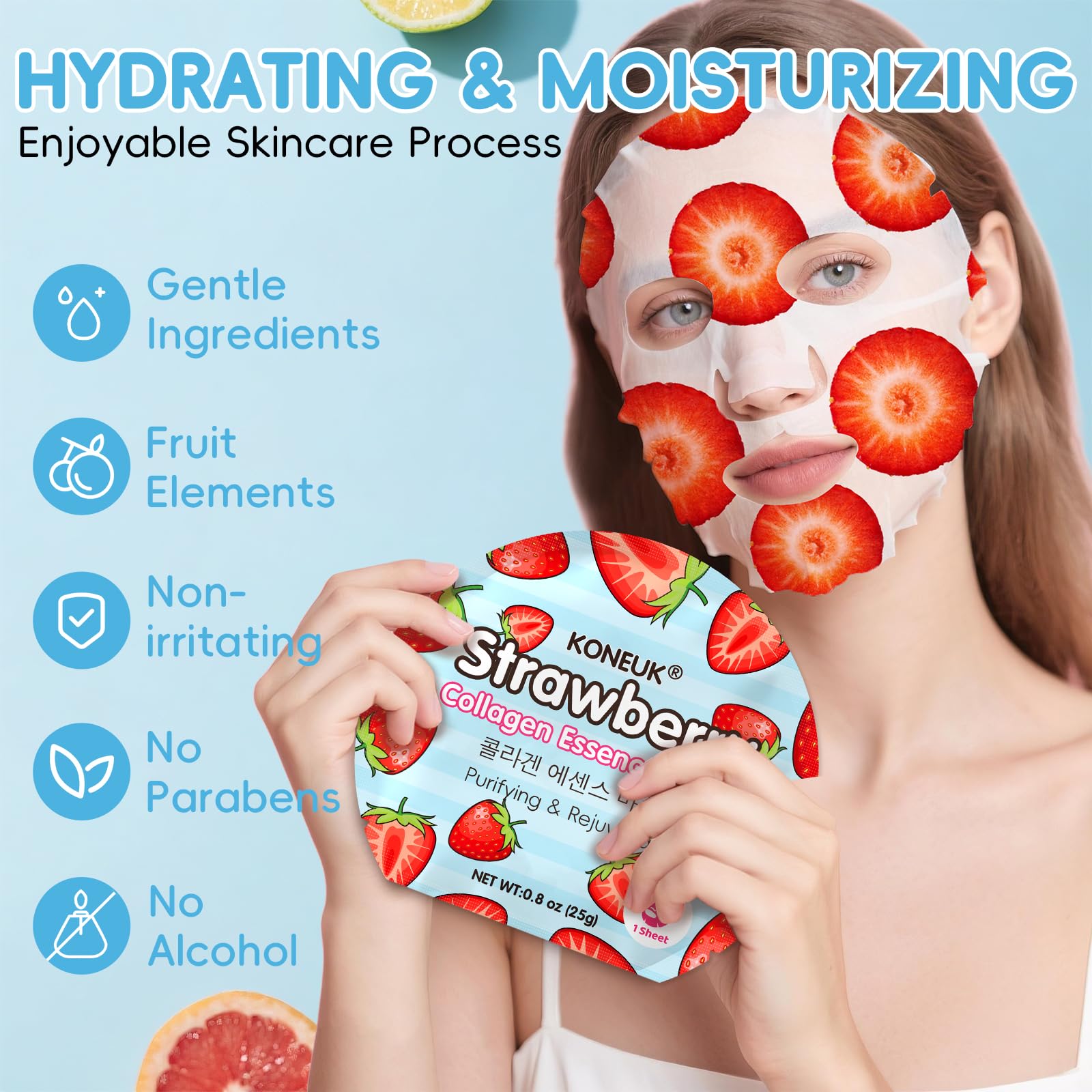 KONEUK 30 Pack Aloe Vera Hydrating Face Masks Skincare, Moisturizing & Soothing Sheet Face Mask for Skin Care, Bulk Aloe Face Masks for After Sun Skin Care, Spa Party Gifts for Women
