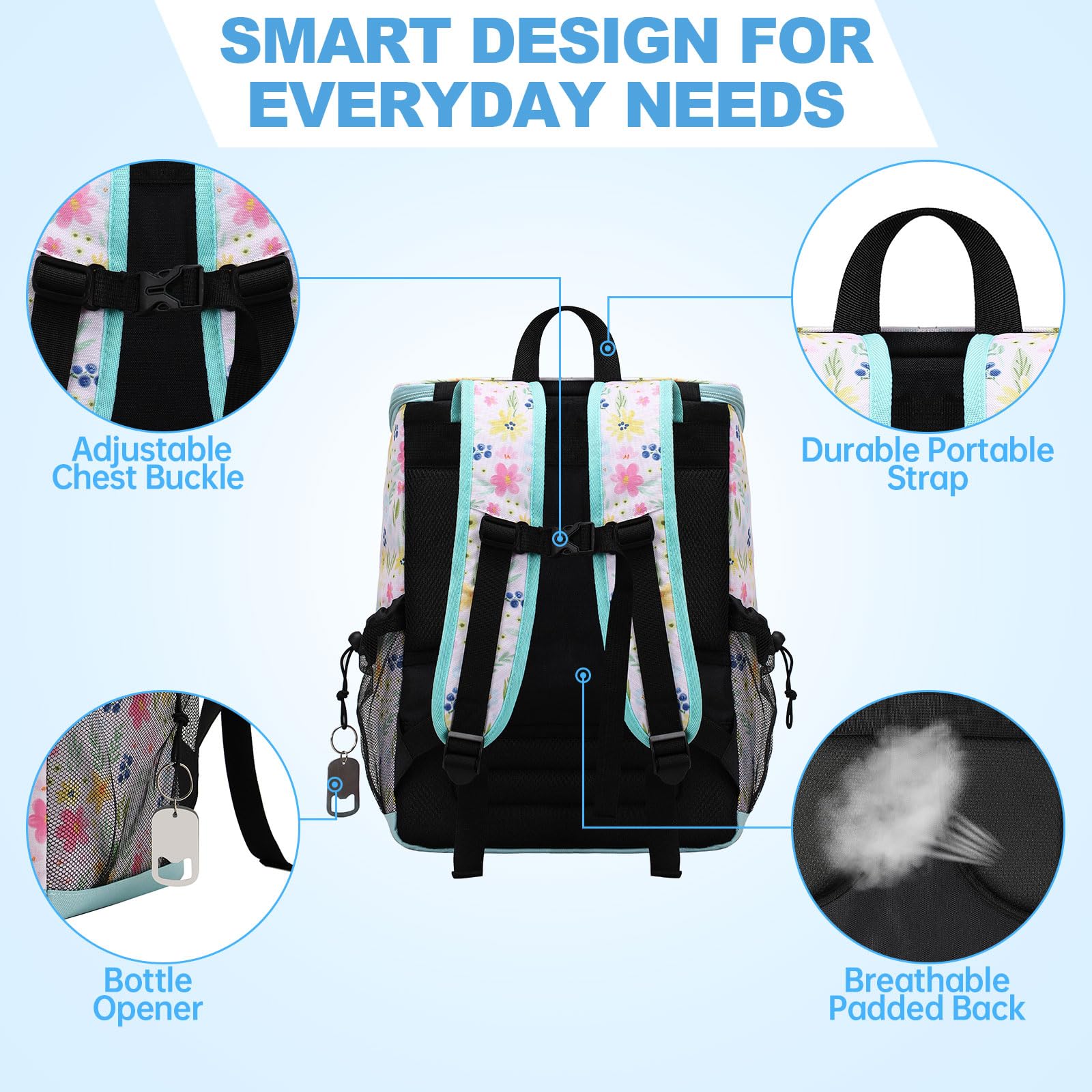 DYSHAYEN Cooler Backpack,Lightweight Backpack Cooler Insulated Leak Proof,30 Cans Soft Cooler Bag for Beach,Camping,Beach,Picnic,Lunch