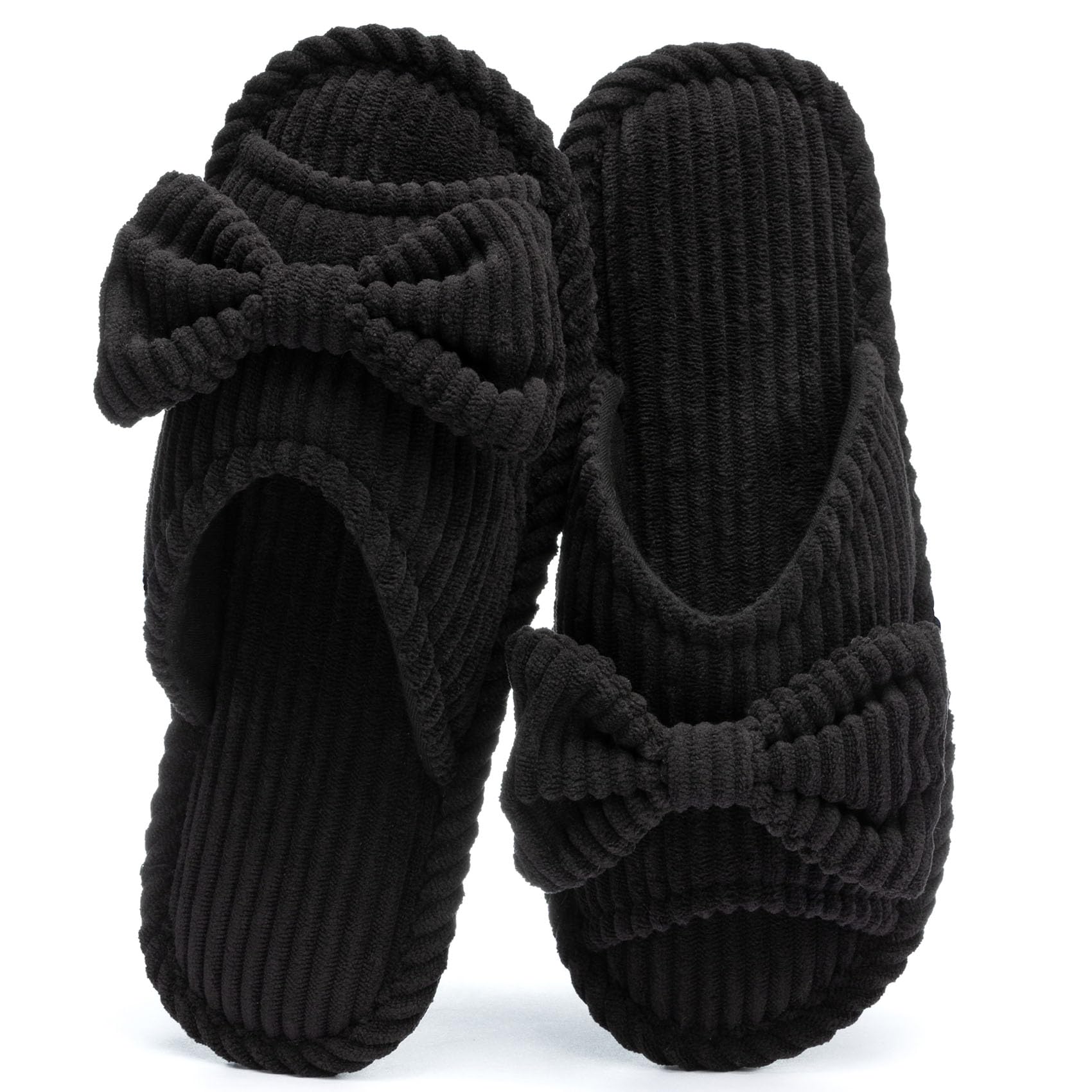 GOEWY Cute Slippers for Women Indoor and Outdoor Cozy Soft Bow Open Toe Womens Slippers with Memory Foam Anti-Skid Sole Slides Spa Birthday Gifts for Women Mom Her Ladies Bridesmaid
