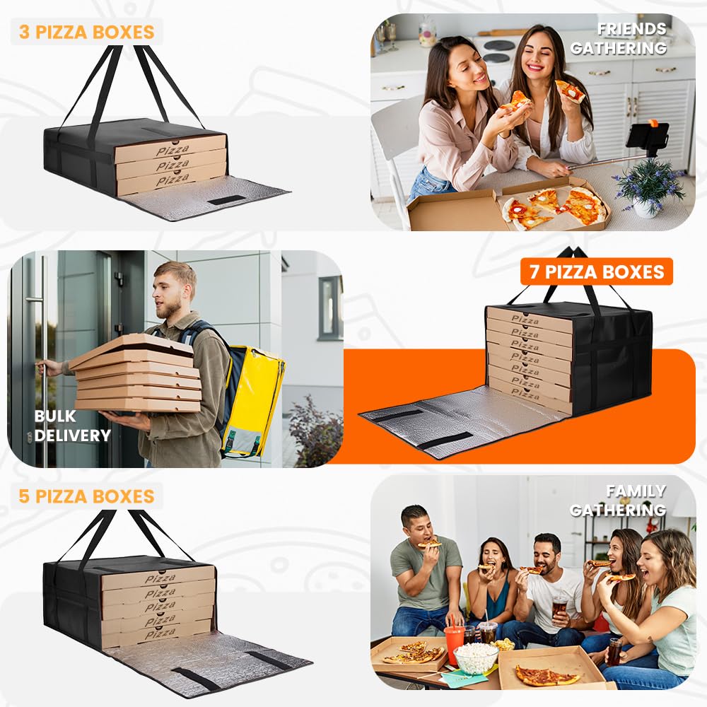 Bodaon Insulated Pizza Delivery Bag, 20" x 20" x 6" Pizza Warmer Bags for Carry Hot, Food Warmers for Parties, Pizza Thermal Insulation, Pizza Carrier for Catering, Red, 1-Pack