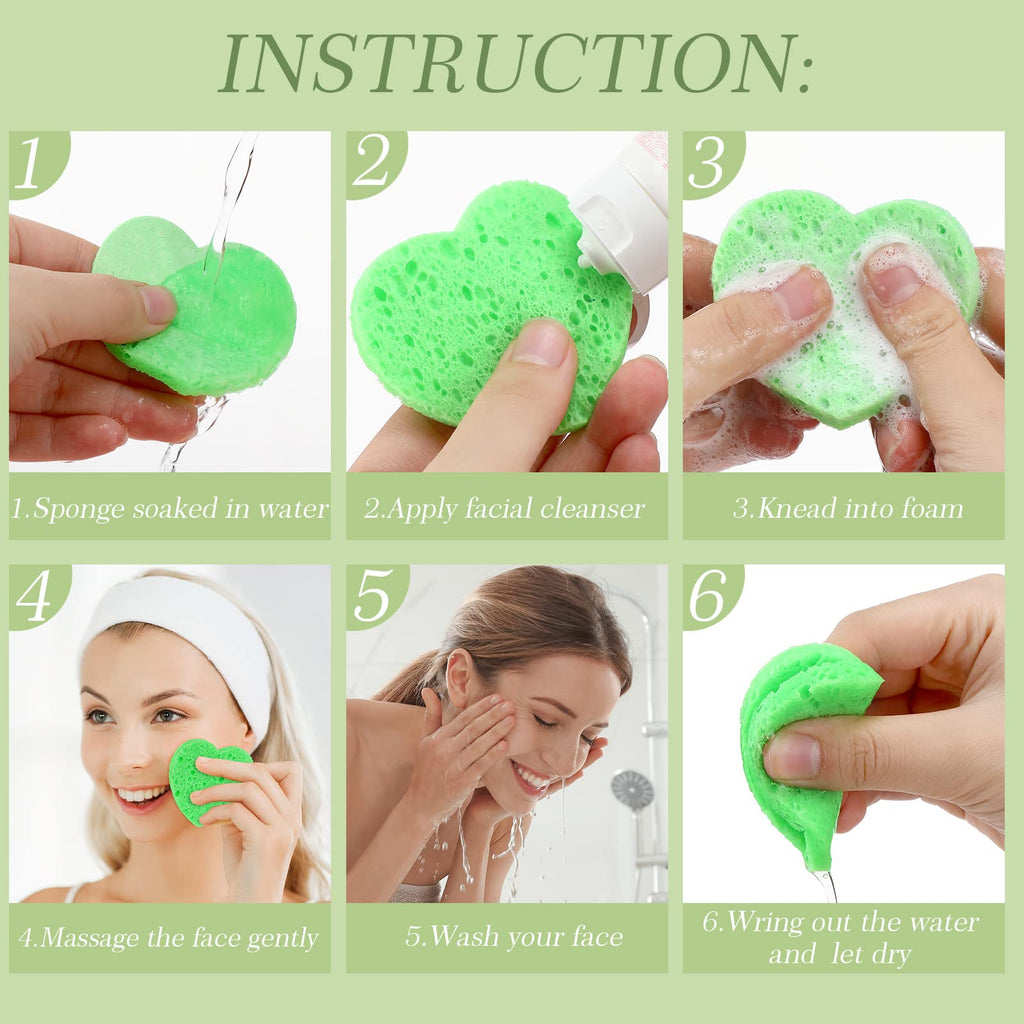 Sieral 120 Pcs Compressed Facial Sponges for Women with Container Disposable Face Sponge Pads for Mask Washing Face Cleansing Exfoliating Pore Esthetician Makeup Removal(Heart,Multicolor)