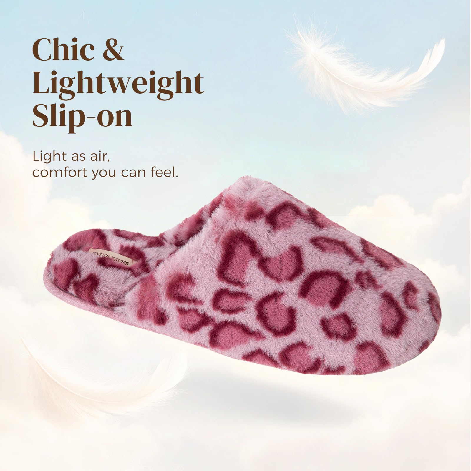 Snug Leaves Women's Fuzzy Scuff Slippers Soft Comfy Memory Foam Non-slip Indoor House Shoes