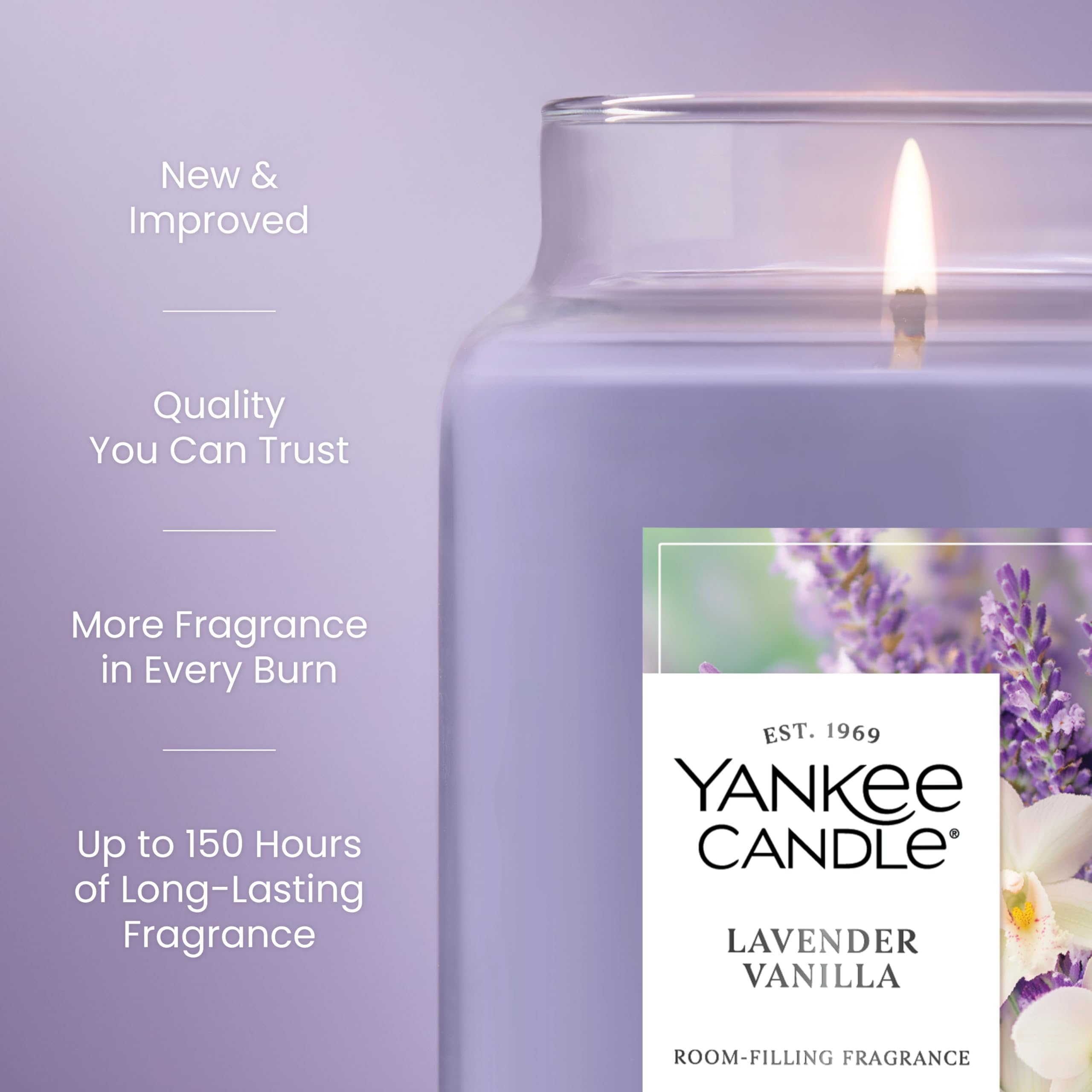 Yankee Candle Lemon Lavender Scented Candle, 22oz Large Jar with up to 150 Hour Burn Time, Giftable, Birthdays