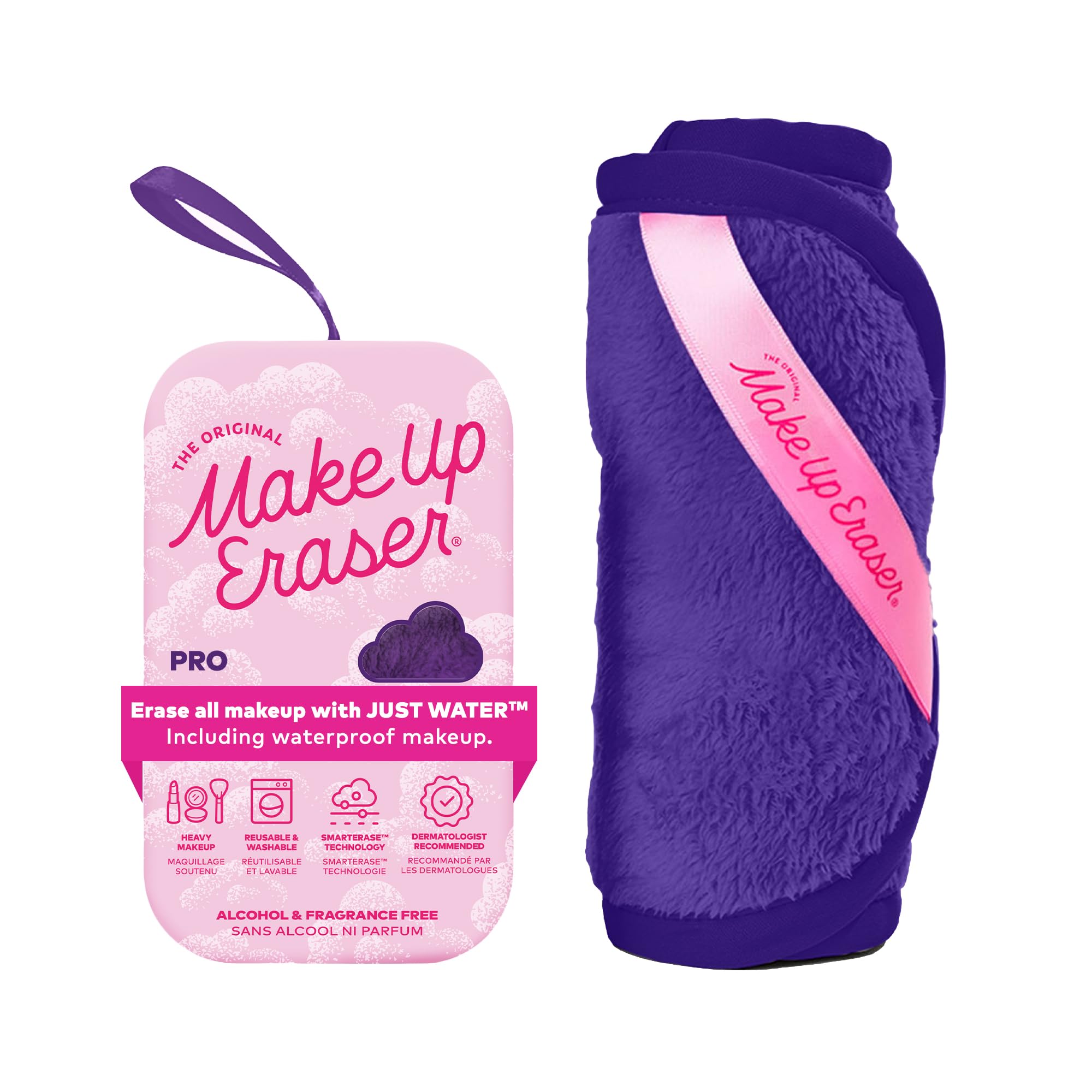 The Original MakeUp Eraser PRO, Effortlessly Remove All Makeup Using Only Water, Including Waterproof Mascara, Eyeliner, Foundation, Lipstick, Sunscreen,and More! Original Pink, 1ct.