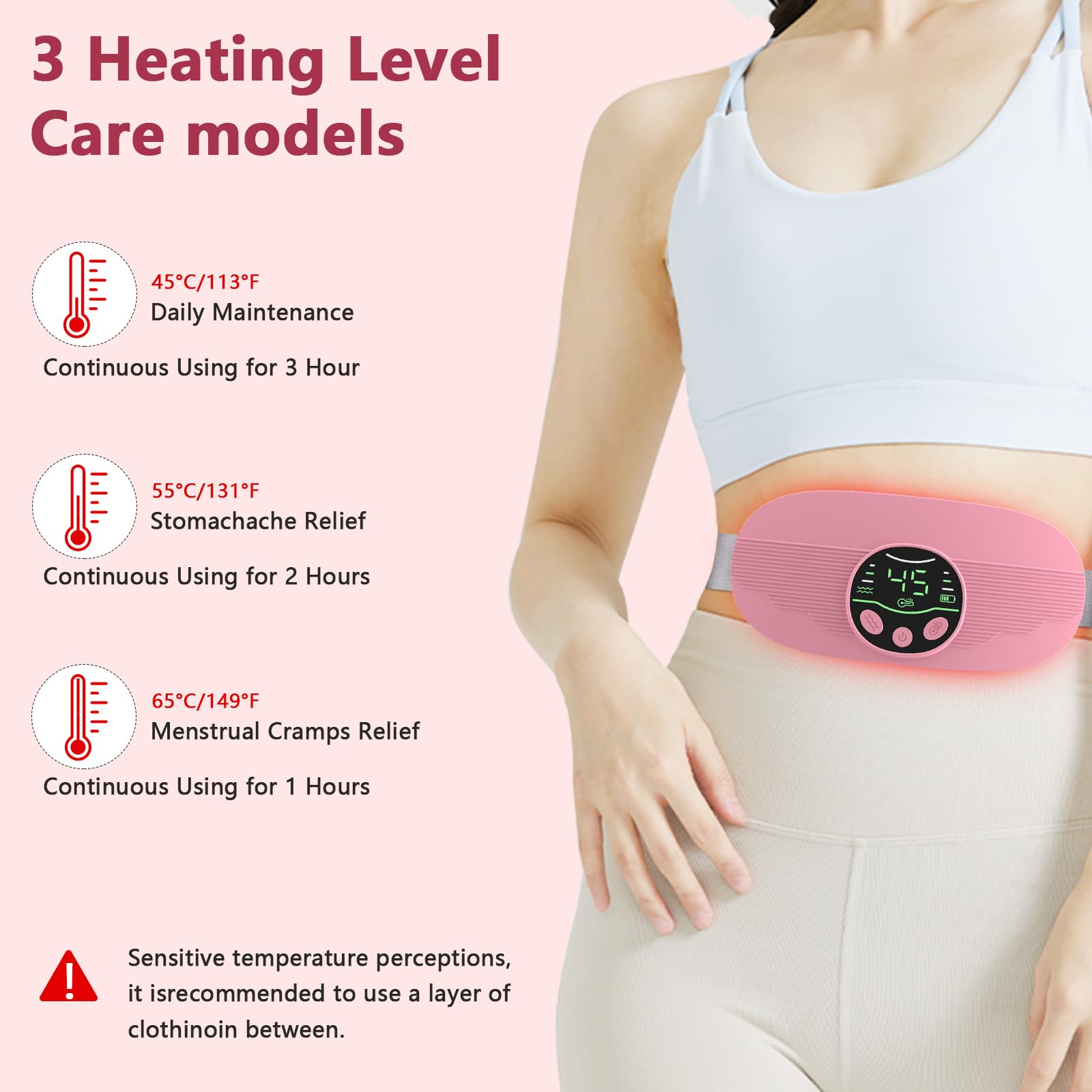 HOTBAG Heating Pad for Period Cramps, Portable Cordless 3S Fast Period Heating Pad Cramp Relief with 3 Heat Levels and 3 Massage Modes, Electric Heating Pad for Pain Relief Gifts for Women (Purple)