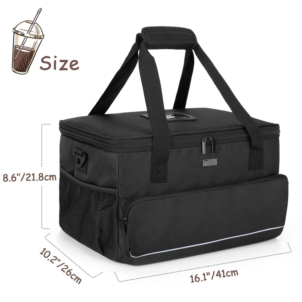 Trunab Reusable 6 Cups Drink Carrier for Delivery Insulated Drink Caddy with Handle and Shoulder Strap, Adjustable Dividers, Beverages Carrier Tote Bag, for Daily Life Takeout, Outdoors, Travel