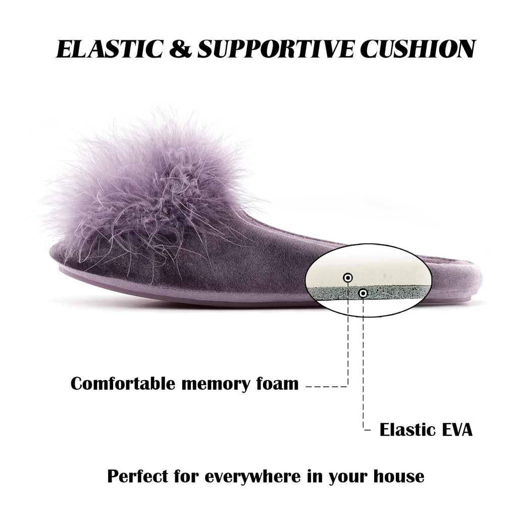BCTEX COLL Women's Cozy Velvet Memory Foam House Slipper, Ladies Fuzzy Bedroom Slipper Non-slip Sole