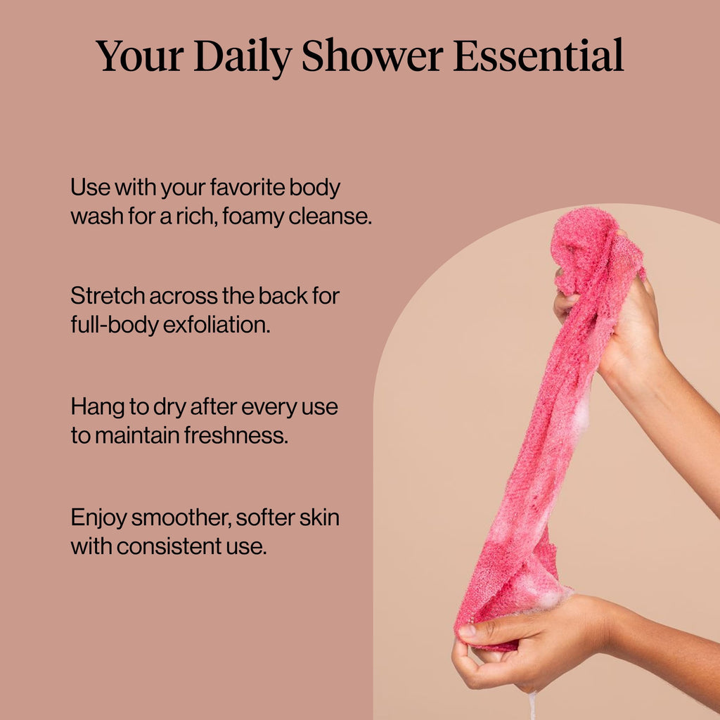 Kitsch African Net Sponge – Exfoliating Body Scrubber for Cleansing & Gentle Daily Exfoliation – Stretchable Bath Sponge for Hard-to-Reach Areas, Long-Lasting Shower Essential - Rosewood, 3 Pcs