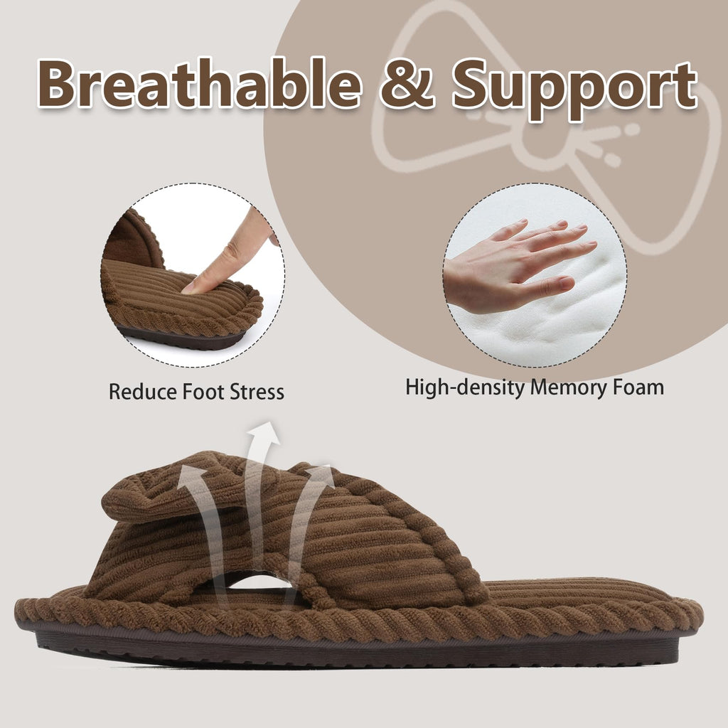 GOEWY Cute Slippers for Women Indoor and Outdoor Cozy Soft Bow Open Toe Womens Slippers with Memory Foam Anti-Skid Sole Slides Spa Birthday Gifts for Women Mom Her Ladies Bridesmaid
