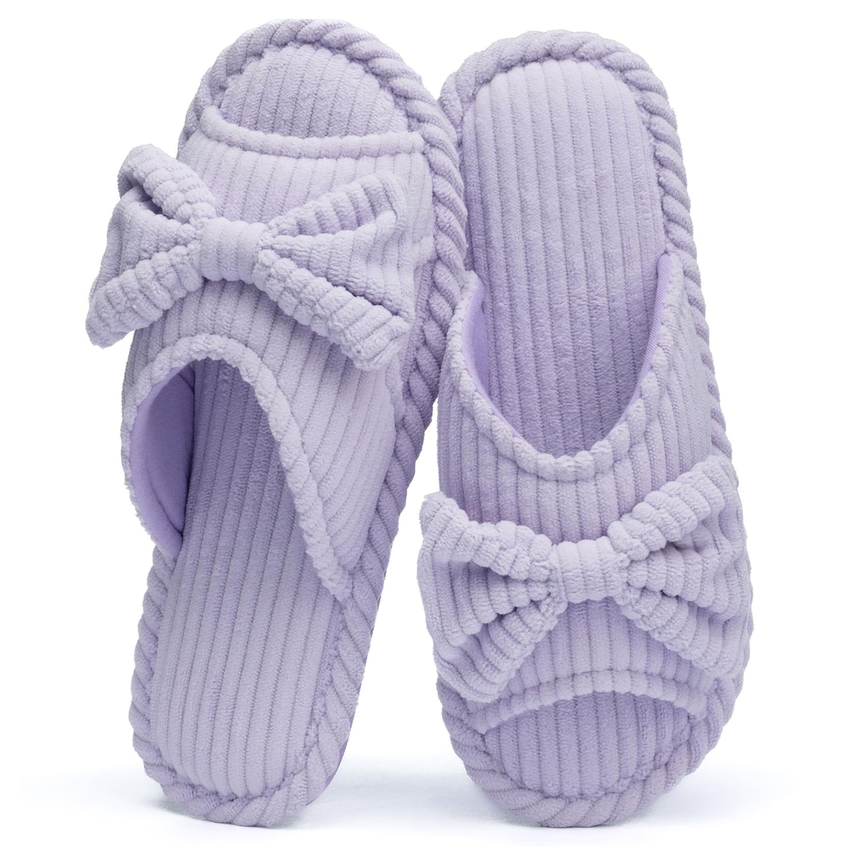 GOEWY Cute Slippers for Women Indoor and Outdoor Cozy Soft Bow Open Toe Womens Slippers with Memory Foam Anti-Skid Sole Slides Spa Birthday Gifts for Women Mom Her Ladies Bridesmaid