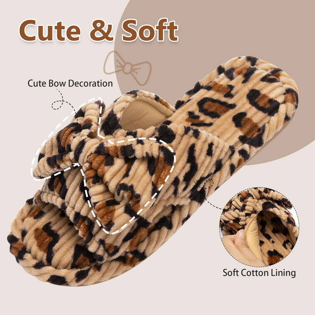 GOEWY Cute Slippers for Women Indoor and Outdoor Cozy Soft Bow Open Toe Womens Slippers with Memory Foam Anti-Skid Sole Slides Spa Birthday Gifts for Women Mom Her Ladies Bridesmaid