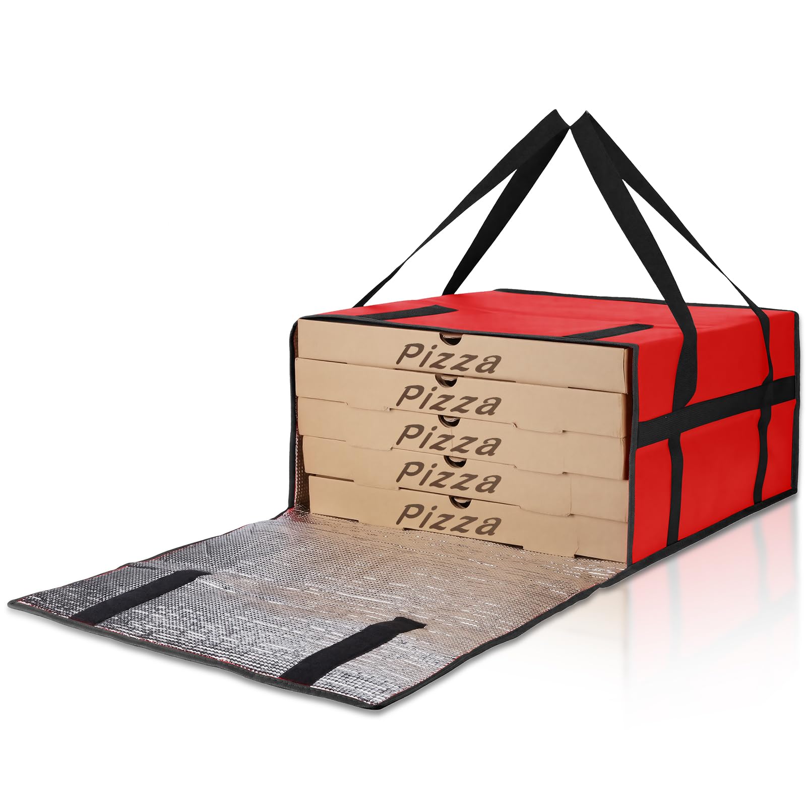 Bodaon Insulated Pizza Delivery Bag, 20" x 20" x 6" Pizza Warmer Bags for Carry Hot, Food Warmers for Parties, Pizza Thermal Insulation, Pizza Carrier for Catering, Red, 1-Pack